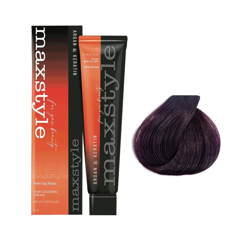 Maxstyle Argan Keratin Saç Boyası 6.22 Patlıcan Moru  x 4 Adet + Sıvı oksidan 4 Adet