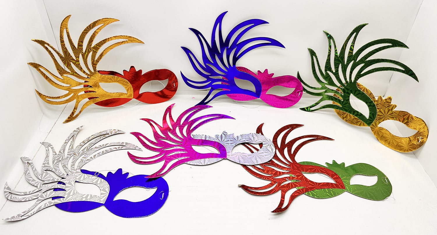 6&amp;apos;lı Renkli Balo Maskesi Seti | Karton &amp;amp;amp; Lastikli