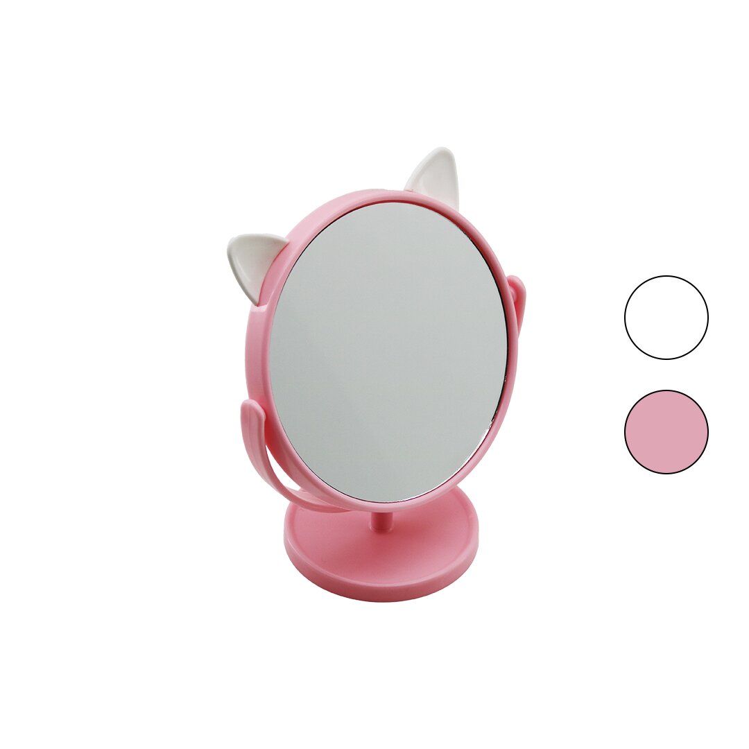 6 İnç  - 15cm - Yuvarlak Kulakli Renkli̇ Plasti̇k Makyaj Aynasi Ayakli