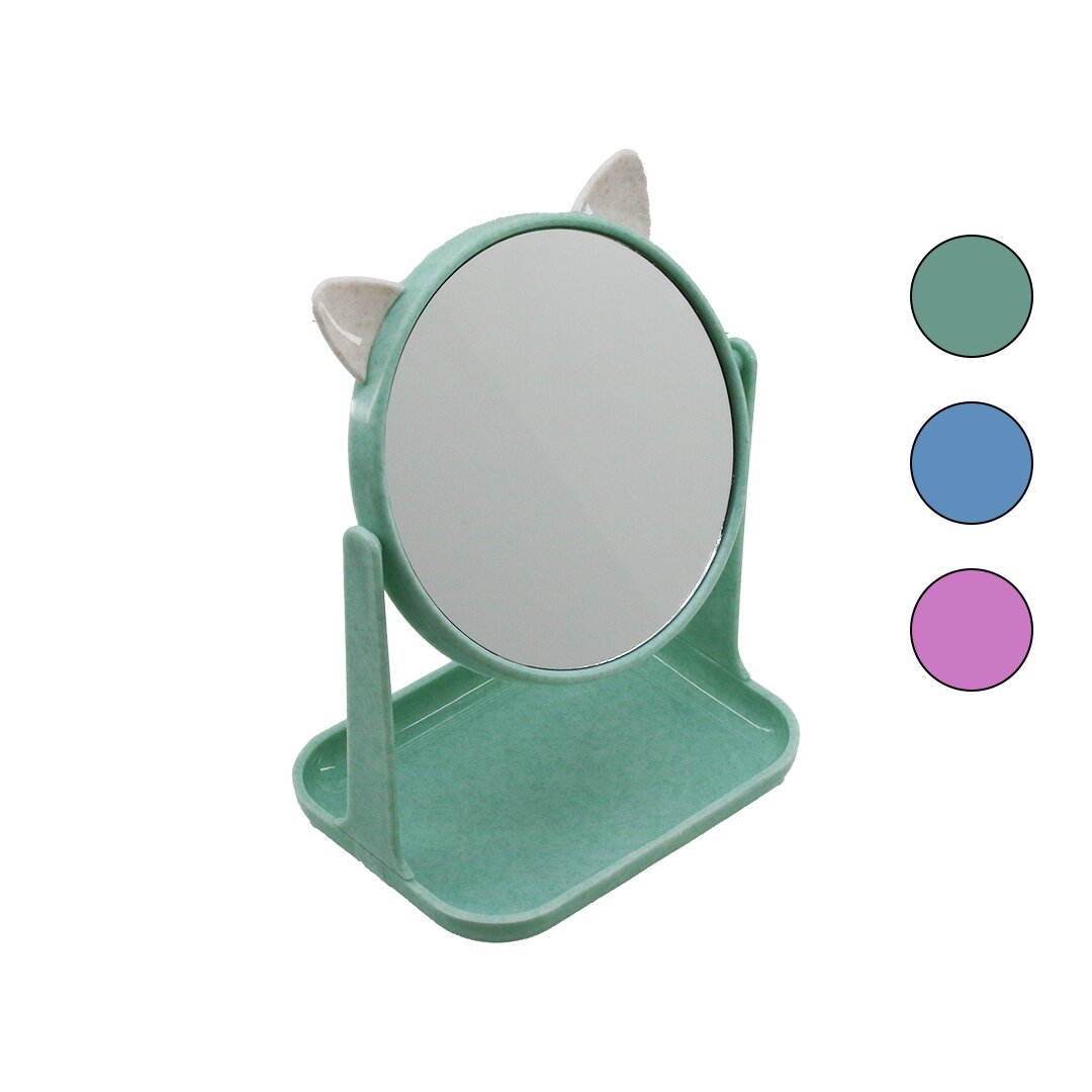 6 İnç  - 15cm Yuvarlak Kulakli Makyaj Aynasi Renkli̇ Plasti̇k Takilik Sepetli̇=12x15.5cm