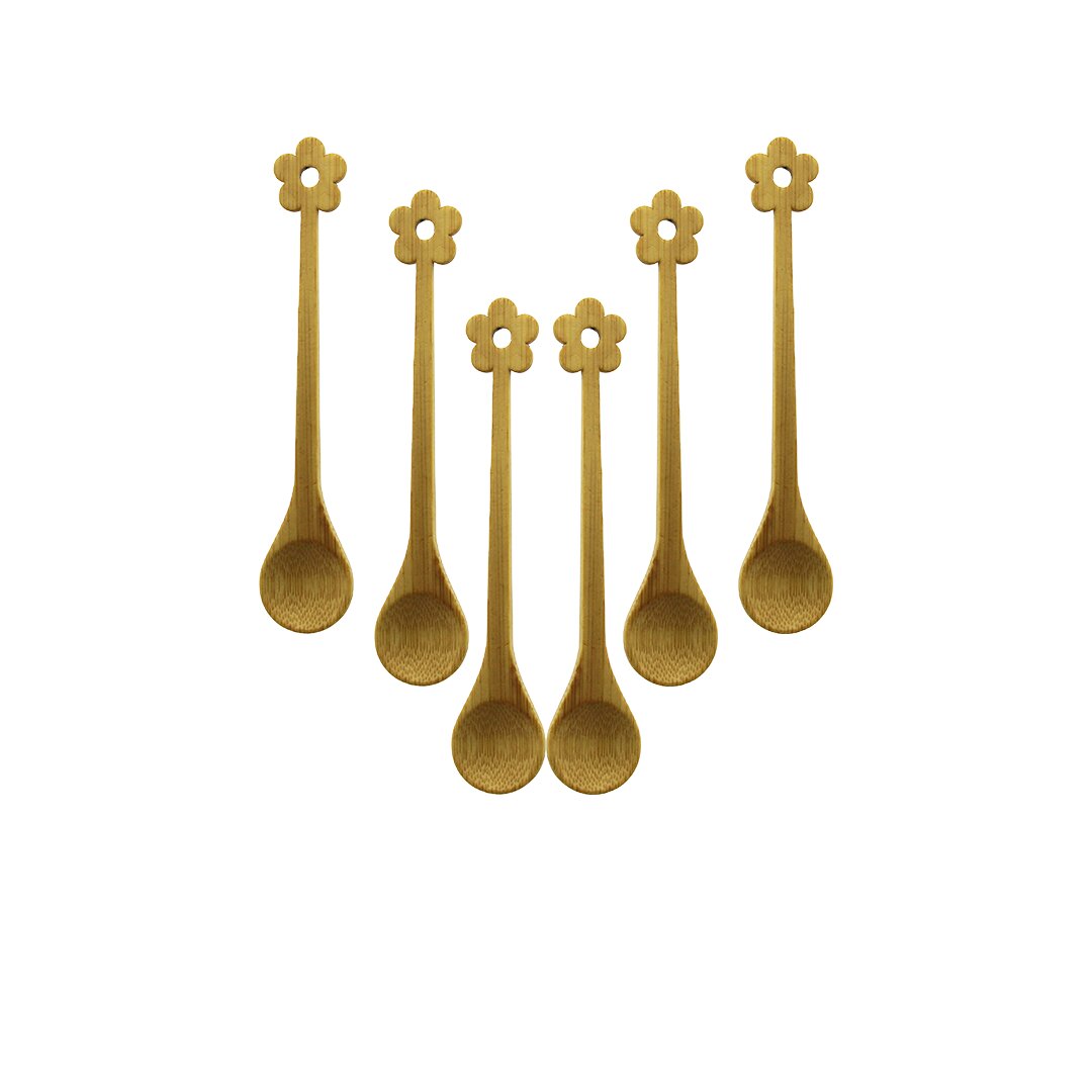 6 Pcs   Mi̇ni̇   Bambu Ahşap Kaşik   14.5cm
