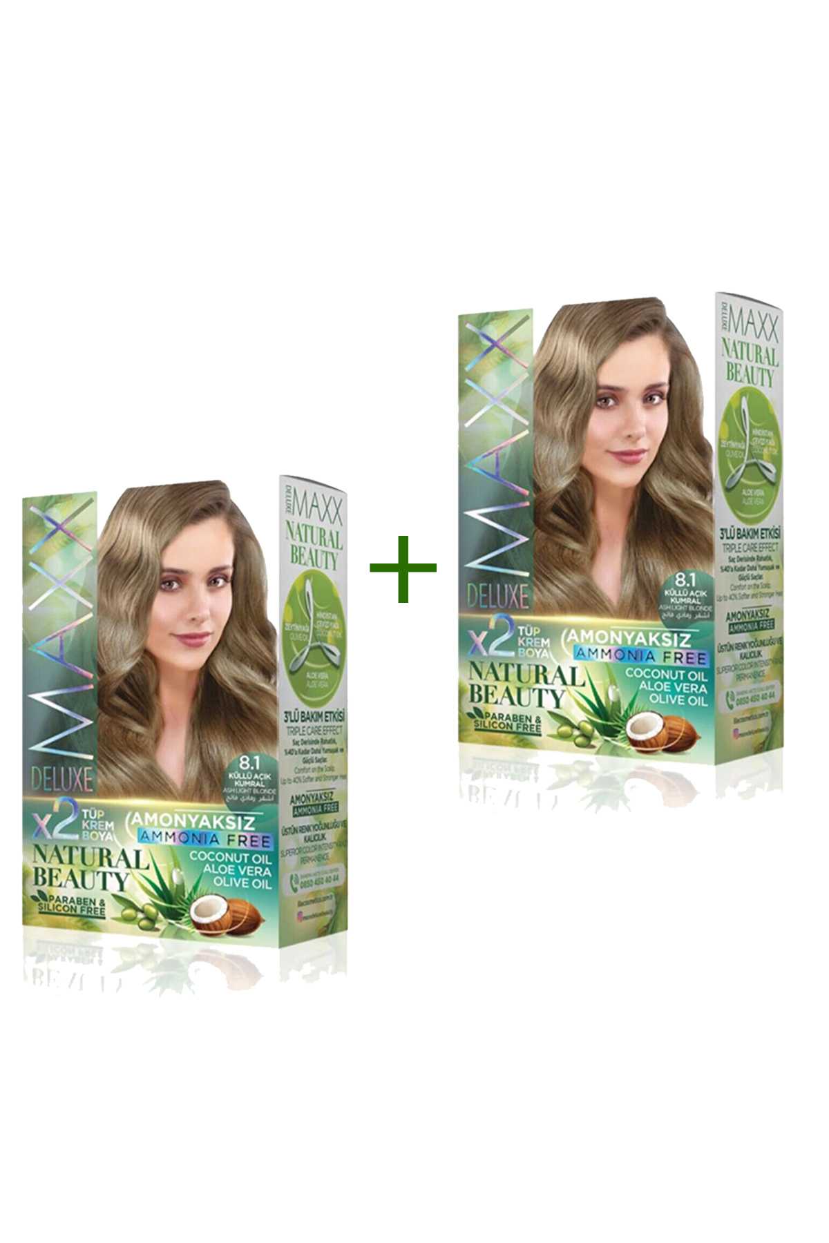 2 Paket Natural Beauty Amonyaksız Saç Boyası 8.1 Küllü Açık Kumral