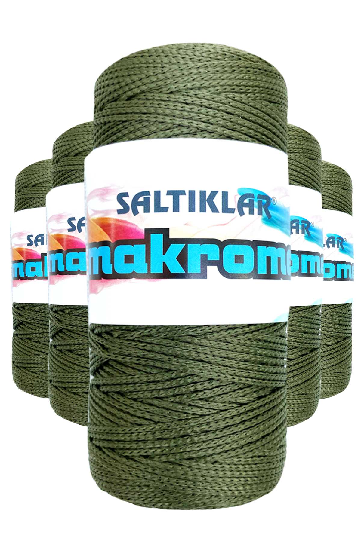 5 Adet Polyester Makrome İpi 2860 Haki Yeşil 100 gr