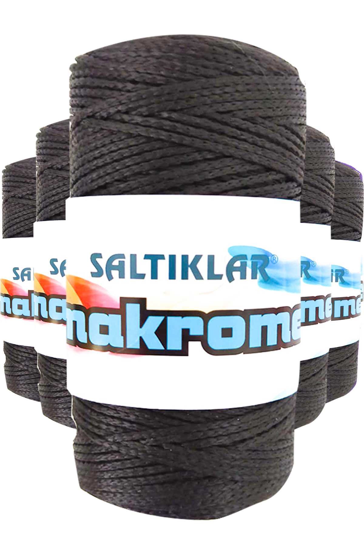 5 Adet Polyester Makrome İpi SYH Siyah 100 gr