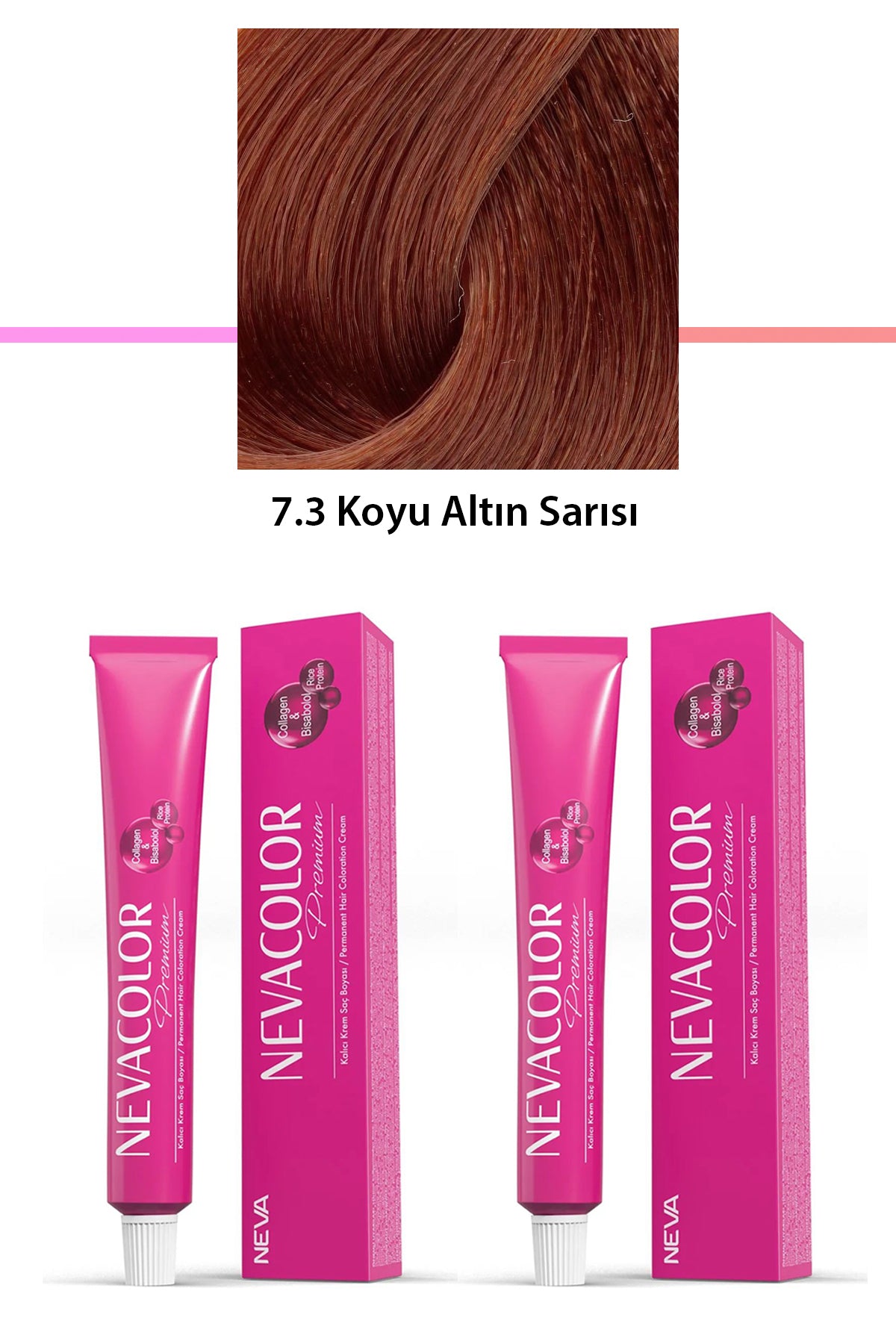 2 li Set Premium 7.3 Koyu Altın Sarısı - Kalıcı Krem Saç Boyası 2 X 50 g Tüp