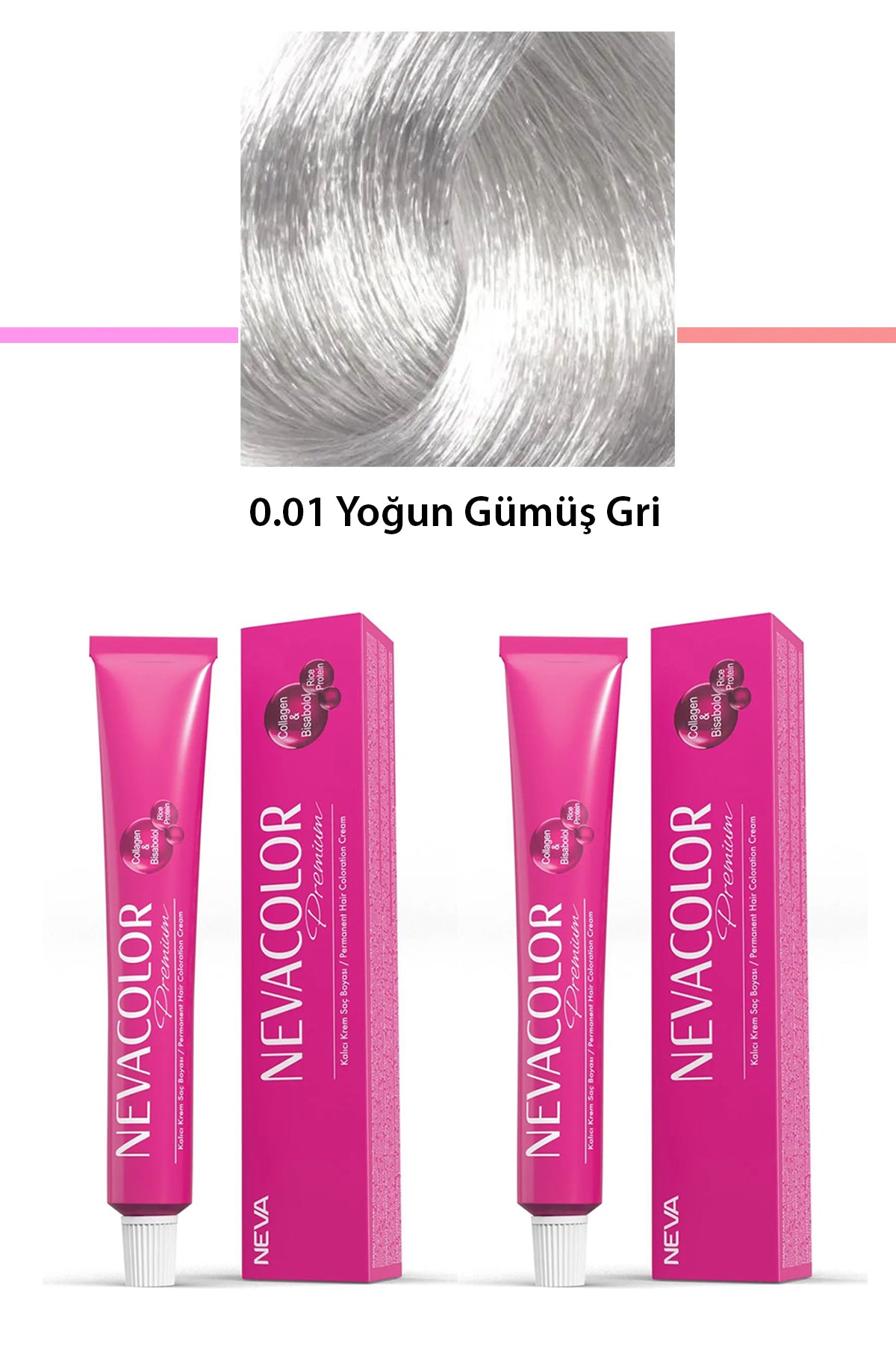 2 li Set Premium 0.01 Yoğun Gümüş Gri - Kalıcı Krem Saç Boyası 2 X 50 g Tüp