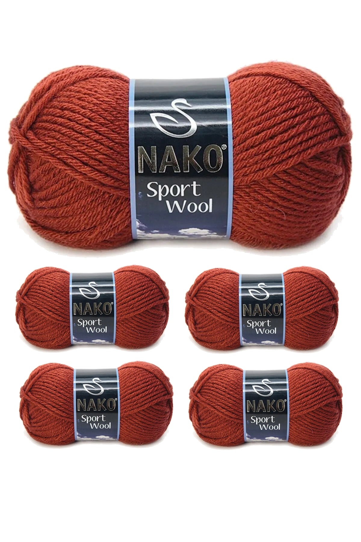 5 Adet Sport Wool Atkı Bere Ceket Yelek Örgü İpi Yünü No: 4409 Kiremit