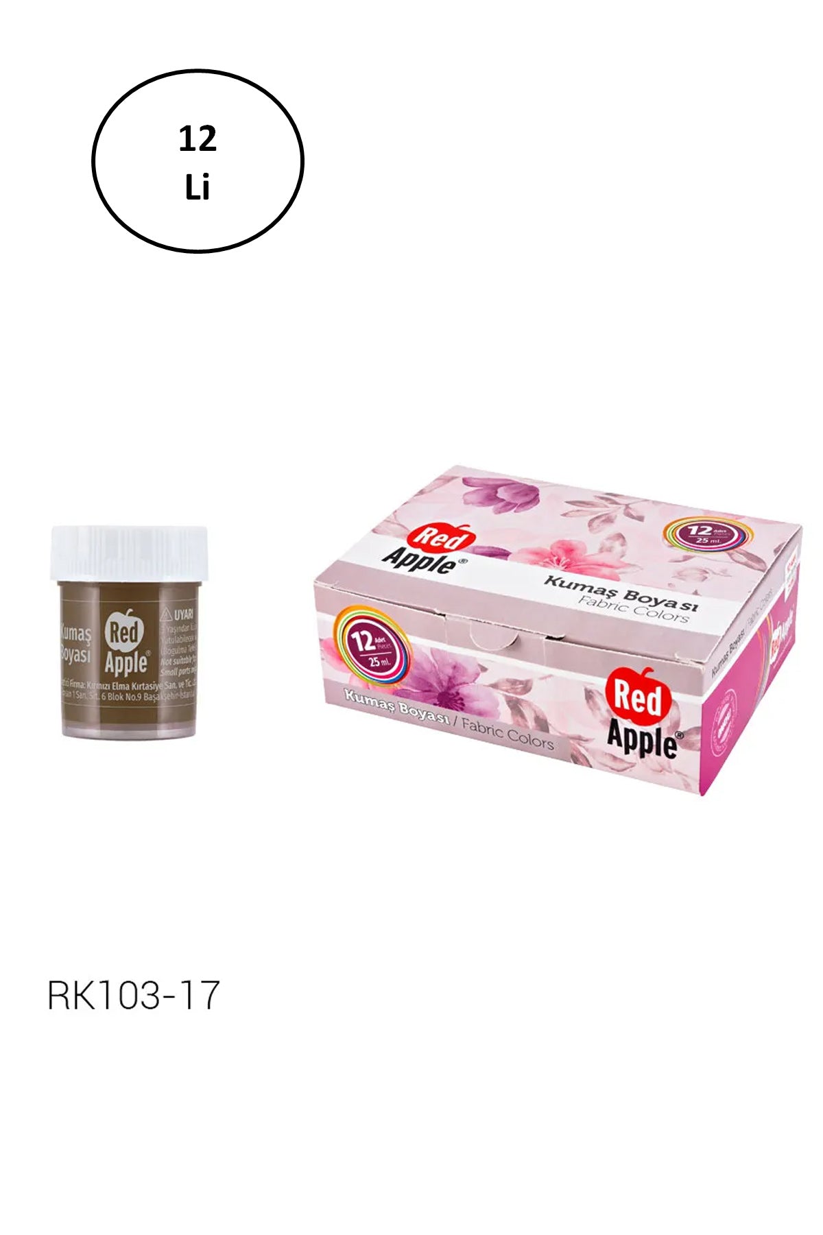 RK103-17 Red Apple Kumaş Boyası 25 ml Kahve 12'li