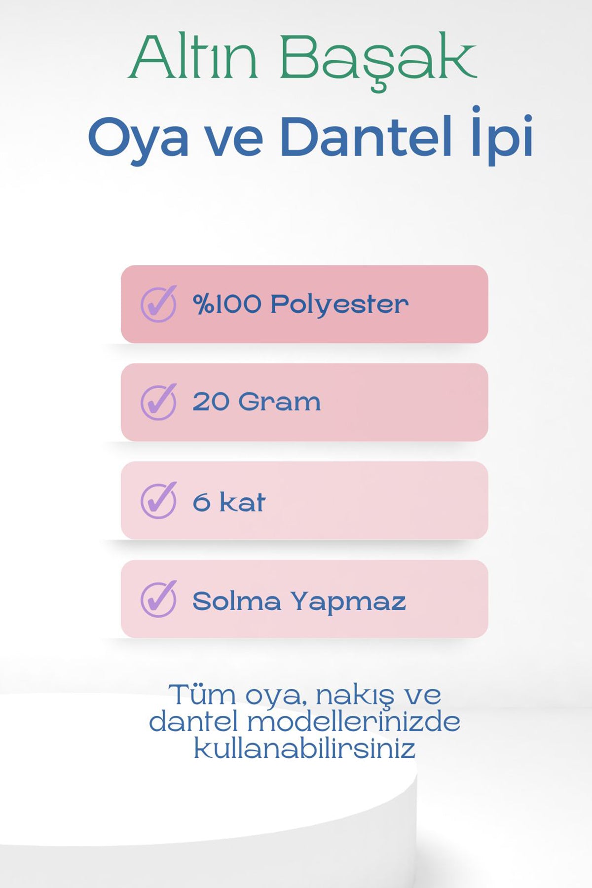 Altınbaşak Oya ve Dantel İpi 20 gr - Royaleks - No: BEYAZ