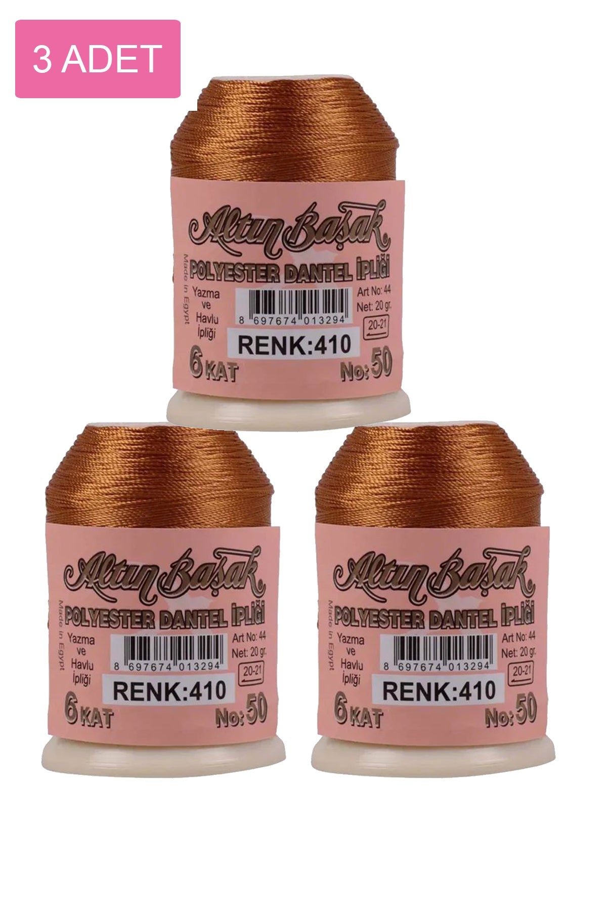 3 Adet Altınbaşak Oya ve Dantel İpi 20 gr - Royaleks - No: 410