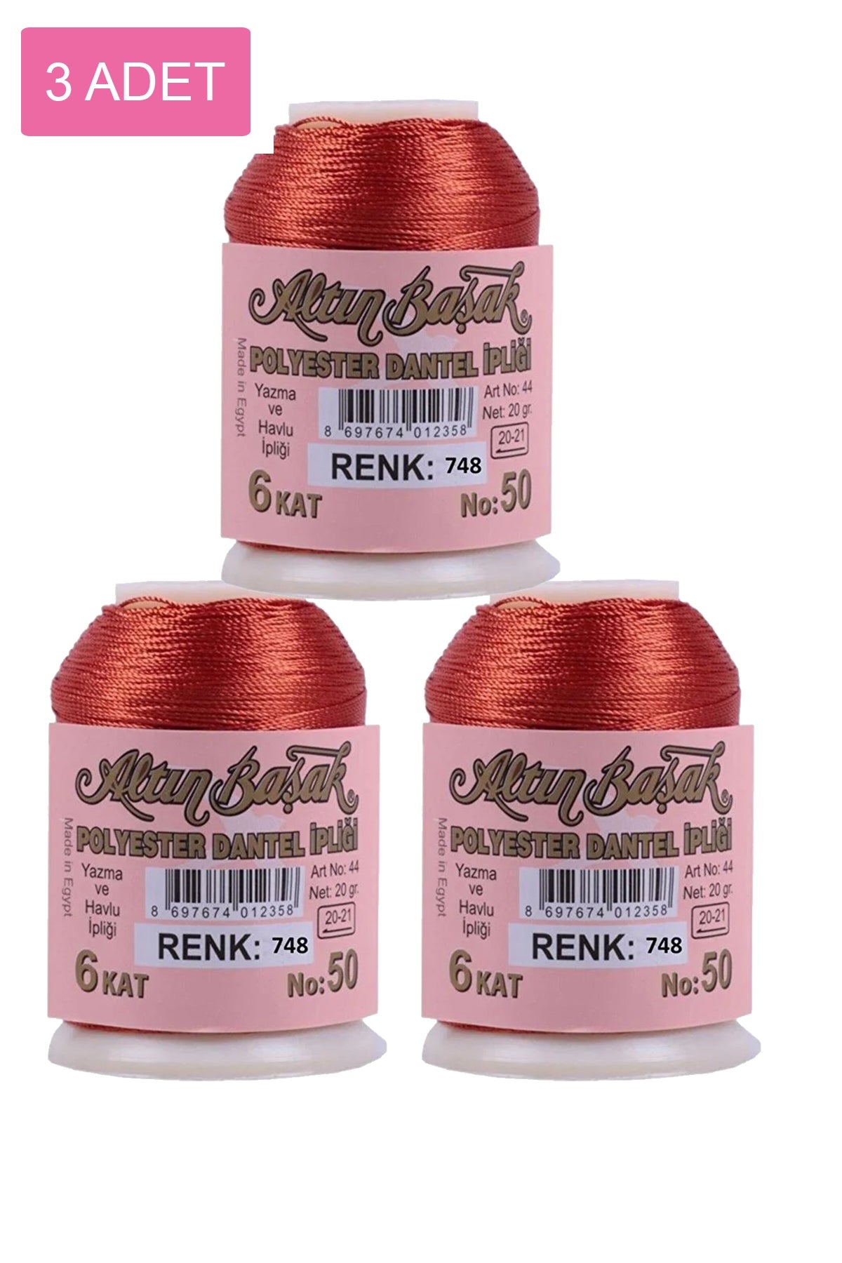 3 Adet Altınbaşak Oya ve Dantel İpi 20 gr - Royaleks - No: 748