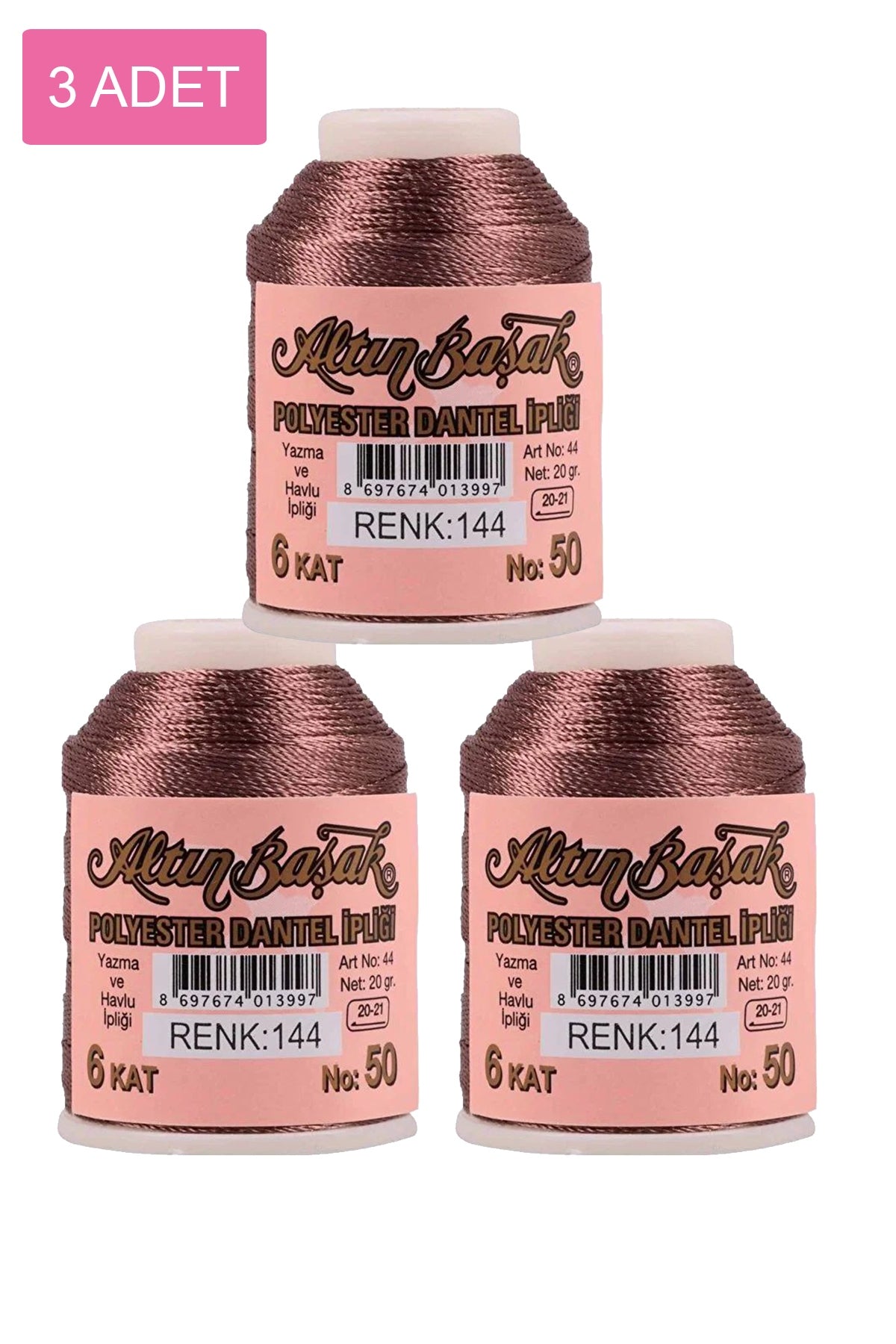 3 Adet Altınbaşak Oya ve Dantel İpi 20 gr - Royaleks - No: 144