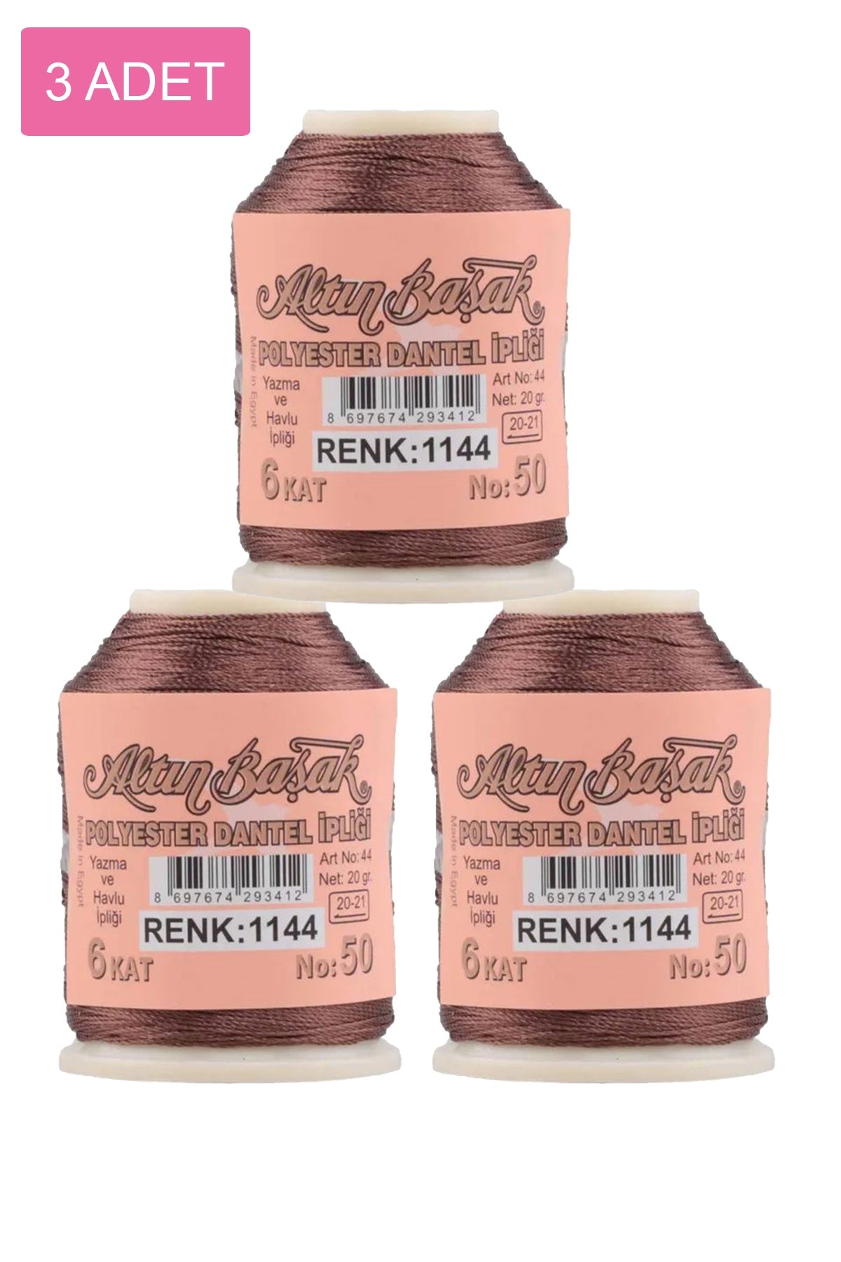 3 Adet Altınbaşak Oya ve Dantel İpi 20 gr - Royaleks - No: 1144