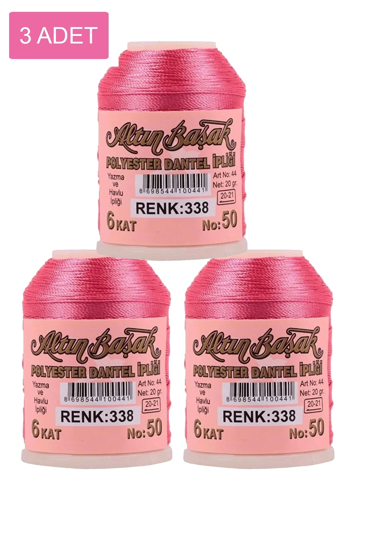 3 Adet Altınbaşak Oya ve Dantel İpi 20 gr - Royaleks - No: 338