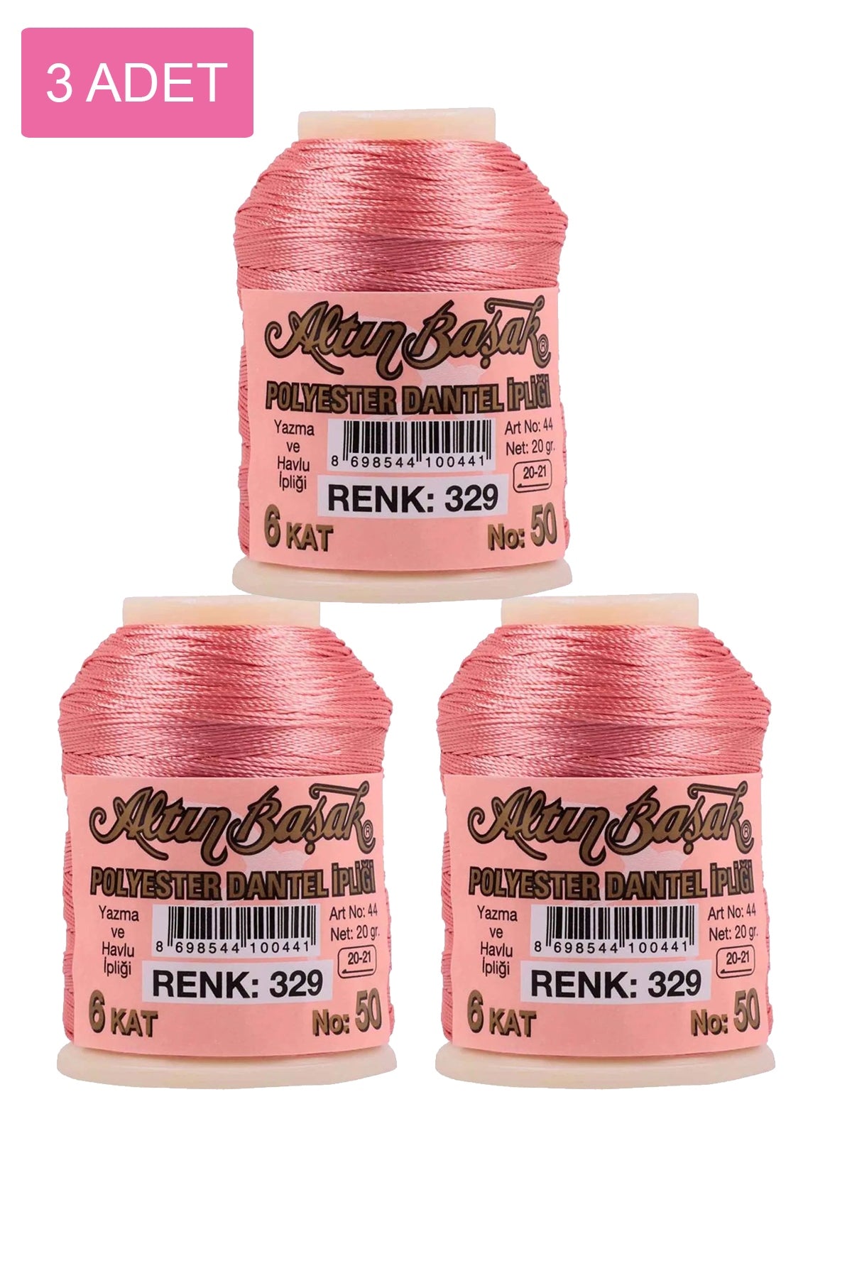 3 Adet Altınbaşak Oya ve Dantel İpi 20 gr - Royaleks - No: 329