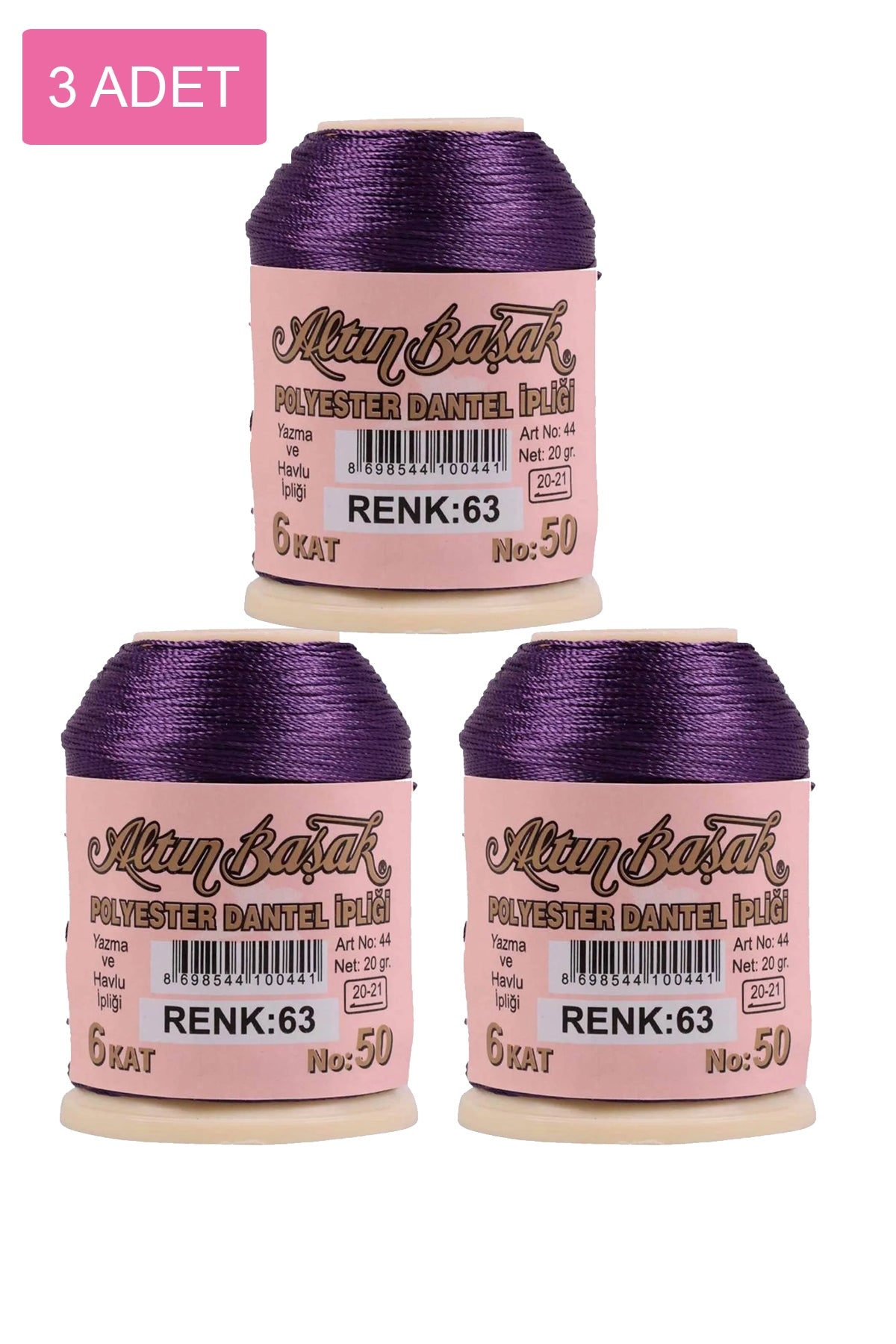 3 Adet Altınbaşak Oya ve Dantel İpi 20 gr - Royaleks - No: 063