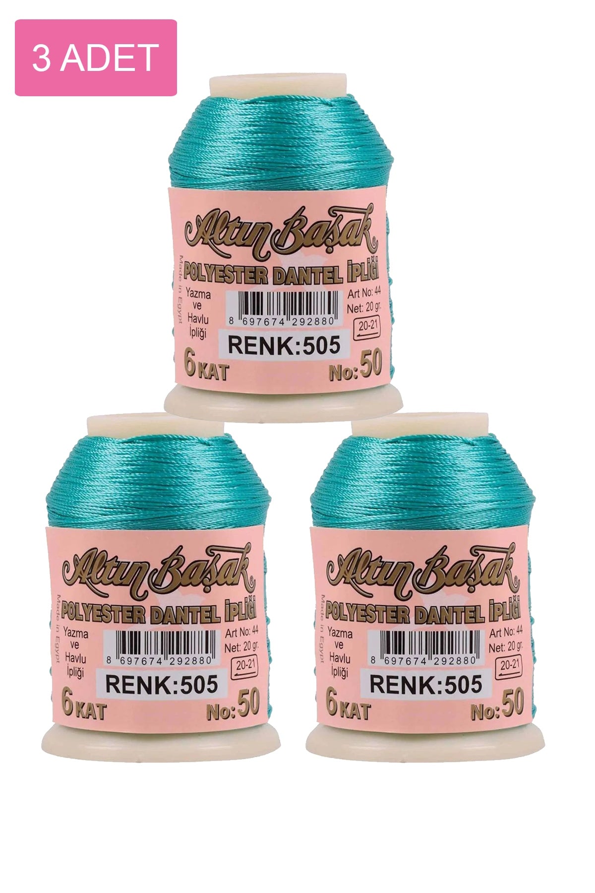 3 Adet Altınbaşak Oya ve Dantel İpi 20 gr - Royaleks - No: 505