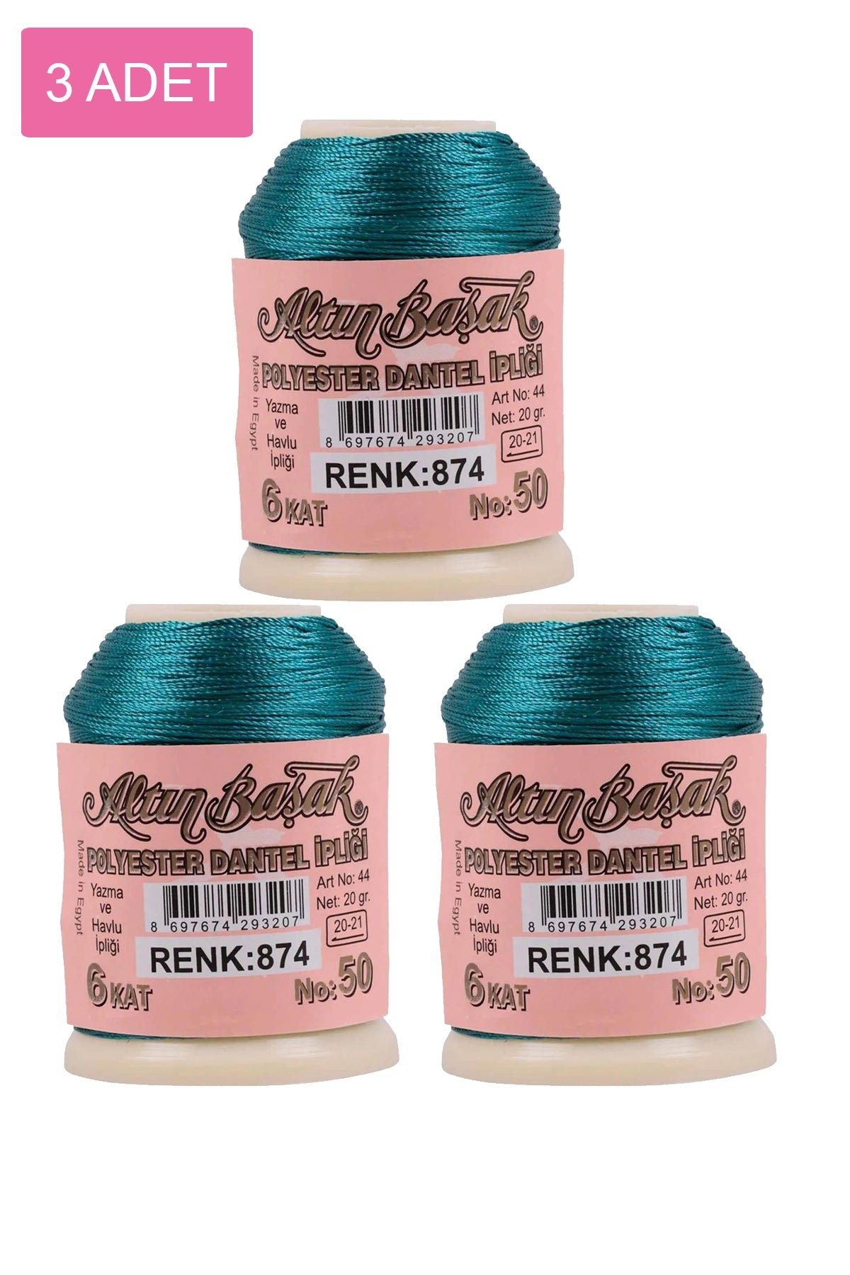 3 Adet Altınbaşak Oya ve Dantel İpi 20 gr - Royaleks - No: 874