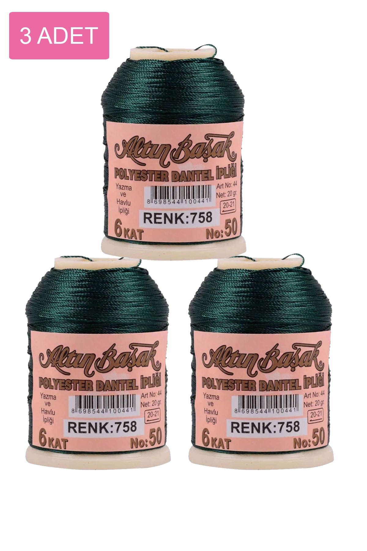 3 Adet Altınbaşak Oya ve Dantel İpi 20 gr - Royaleks - No: 758