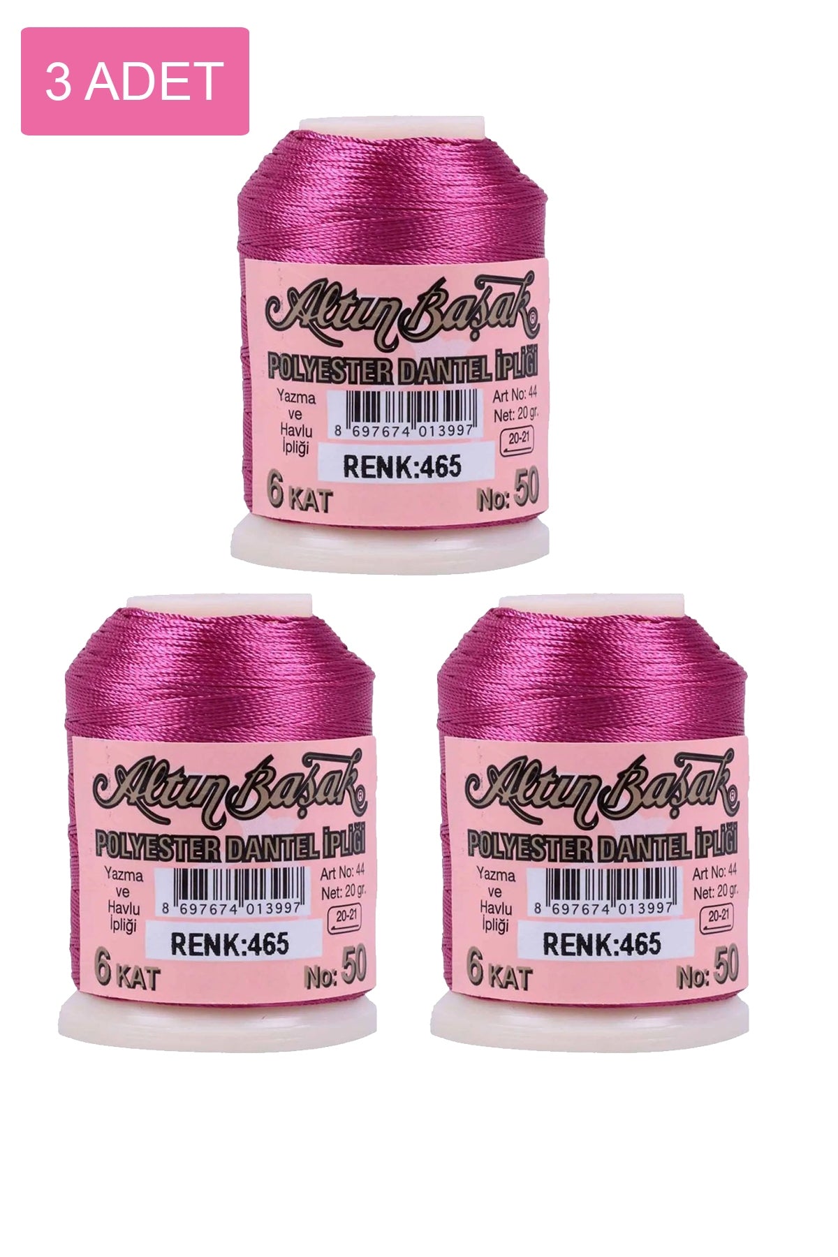 3 Adet Altınbaşak Oya ve Dantel İpi 20 gr - Royaleks - No: 465