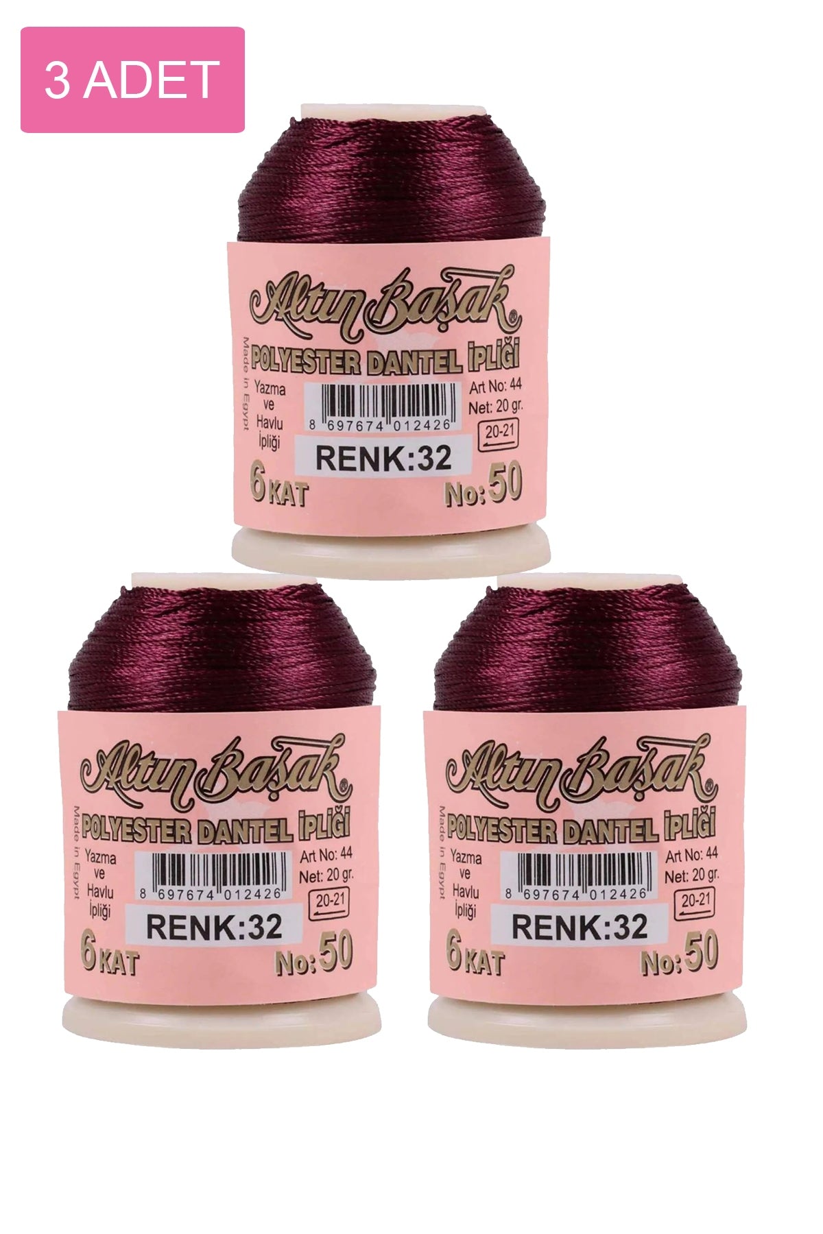 3 Adet Altınbaşak Oya ve Dantel İpi 20 gr - Royaleks - No: 032