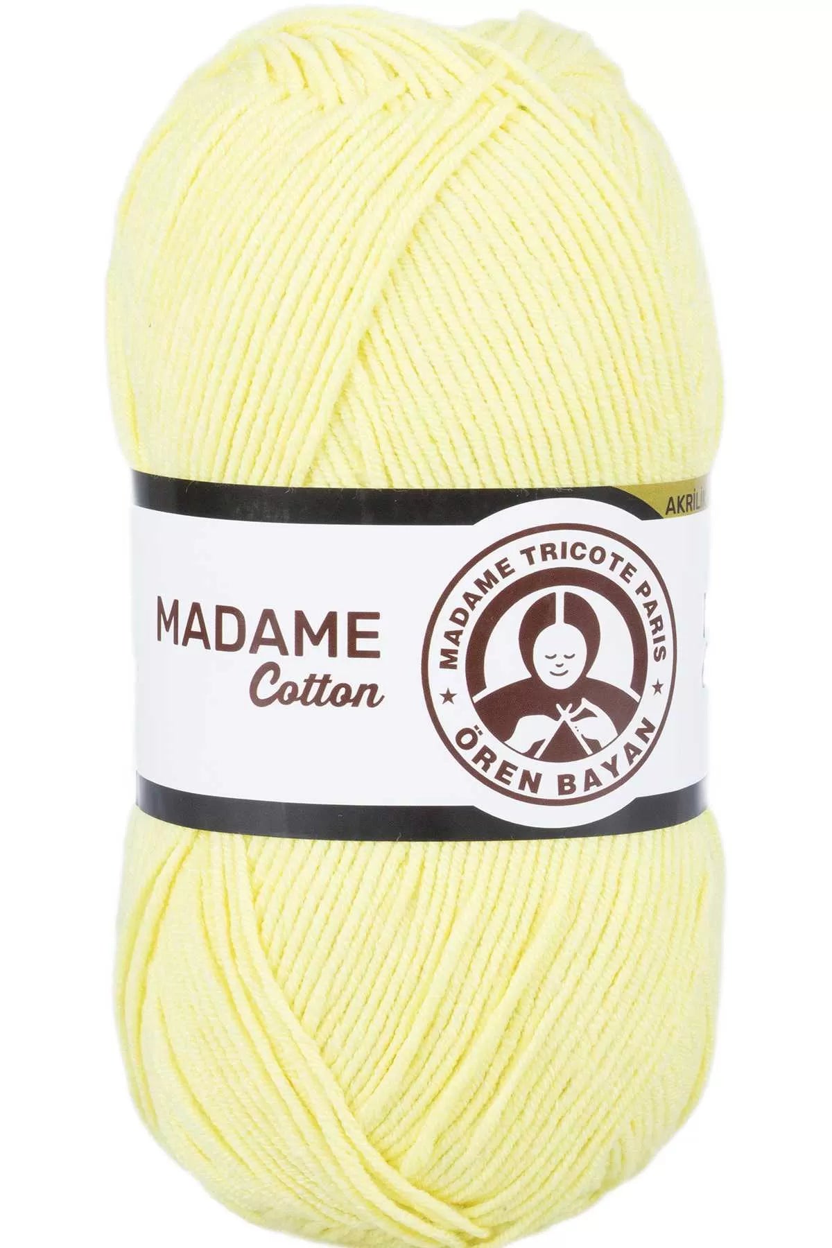 1 Adet Madame Cotton El Örgü İpi Yünü 100 gr 006 Açık Sarı