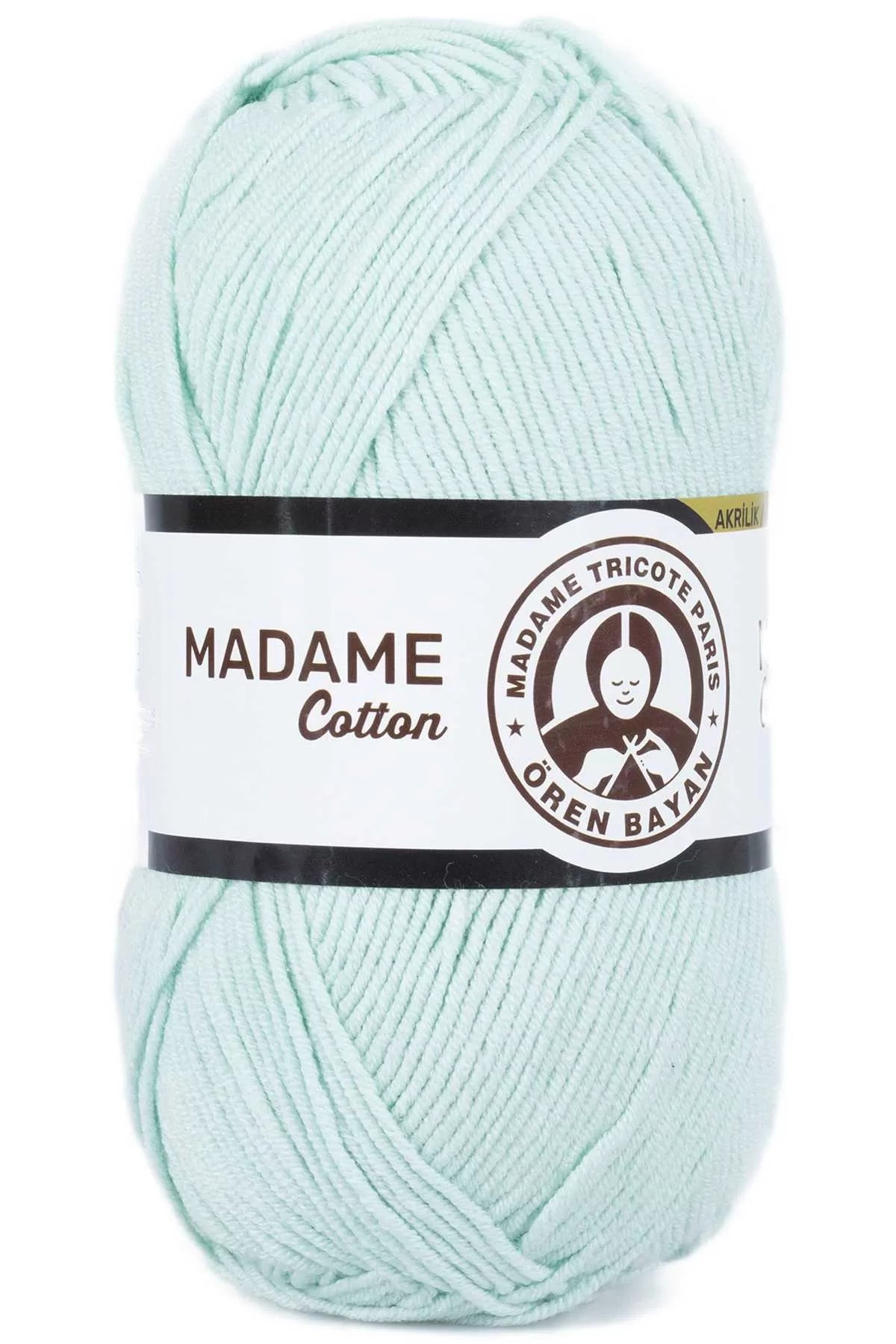 1 Adet Madame Cotton El Örgü İpi Yünü 100 gr 017 Mint Yeşili