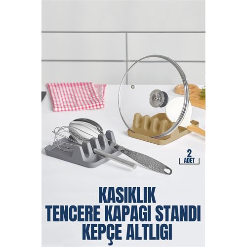 Turk 2 li Düzenleyici Kaşıklık Tencere Kapağı Standı Kirli Kaşıklık Kepçe Altlığı