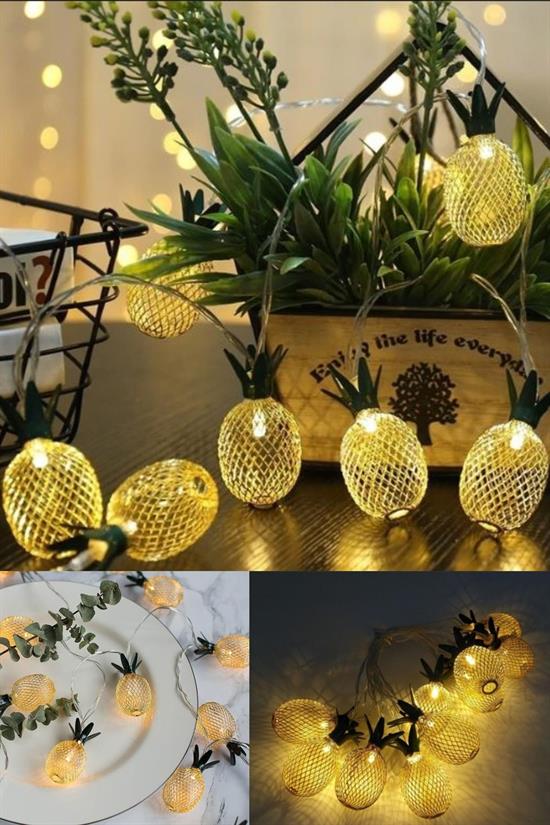 Dekoratif Pilli Pineapple Ananas Pilli Şerit Led Işık (1 Metre) (4767)