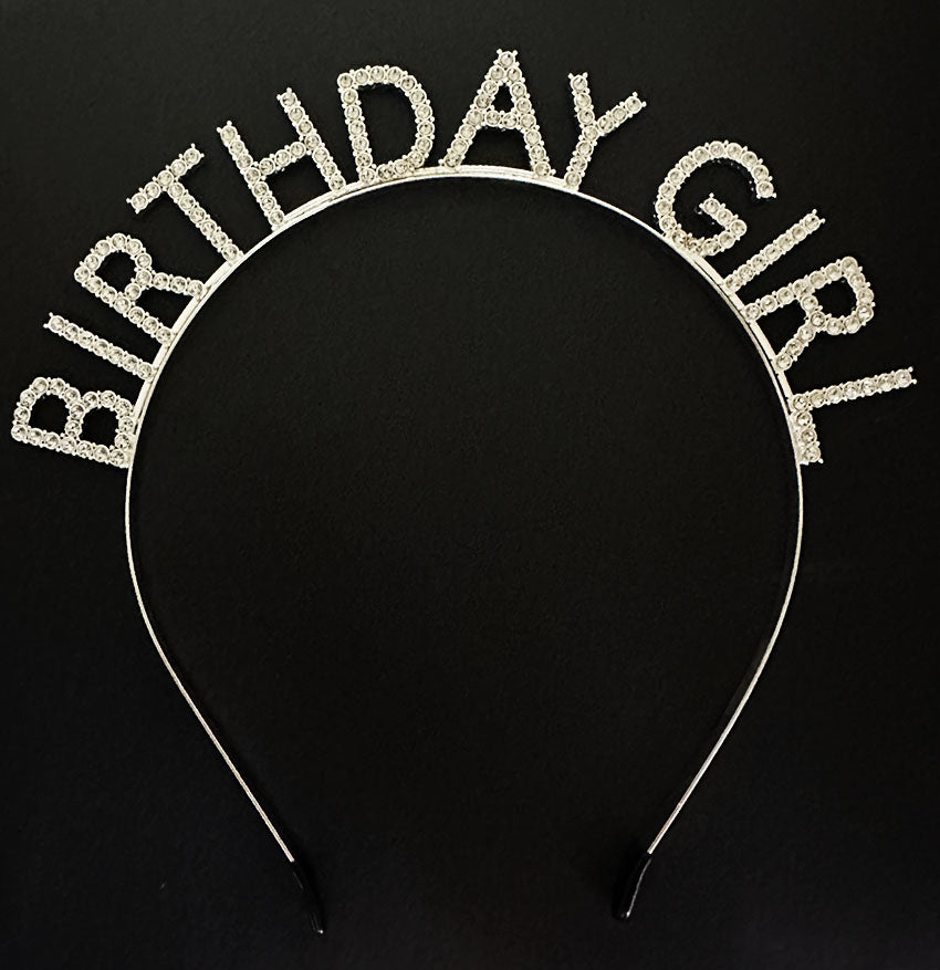 Gümüş Kristal Taşlı Birthday Girl Doğum Günü Tacı İthal Ürün A Kalite 17x16 cm (4767)