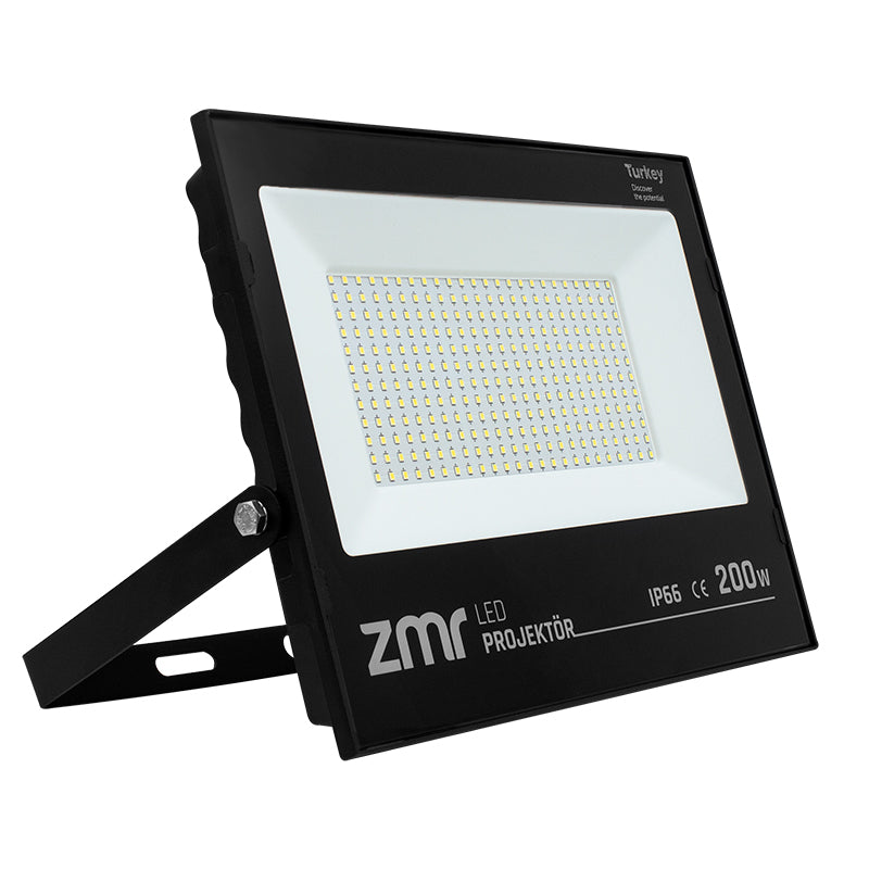 ZMR 200 WATT BEYAZ 6500K IP66 150* IŞIK AÇISI 220 VOLT SİYAH SLİM KASA LED PROJEKTÖR (4767)