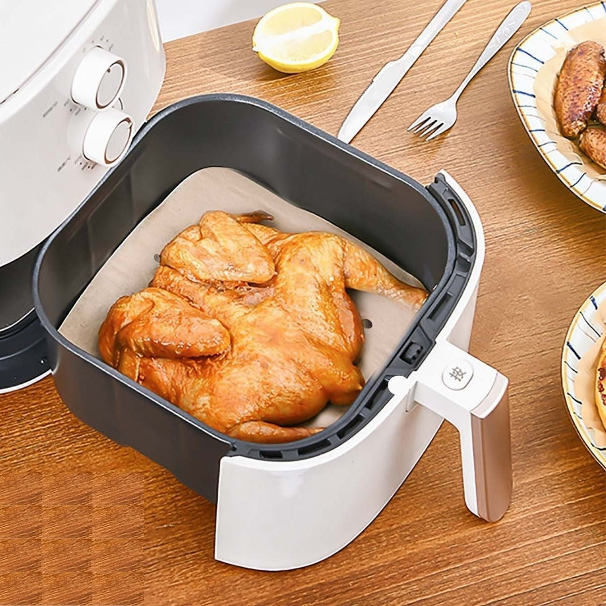 150 Adet Air Fryer Pişirme Kağıdı Tek Kullanımlık Hava Fritöz Yağ Geçirmez Yapışmaz Gıda Pişirme Ka