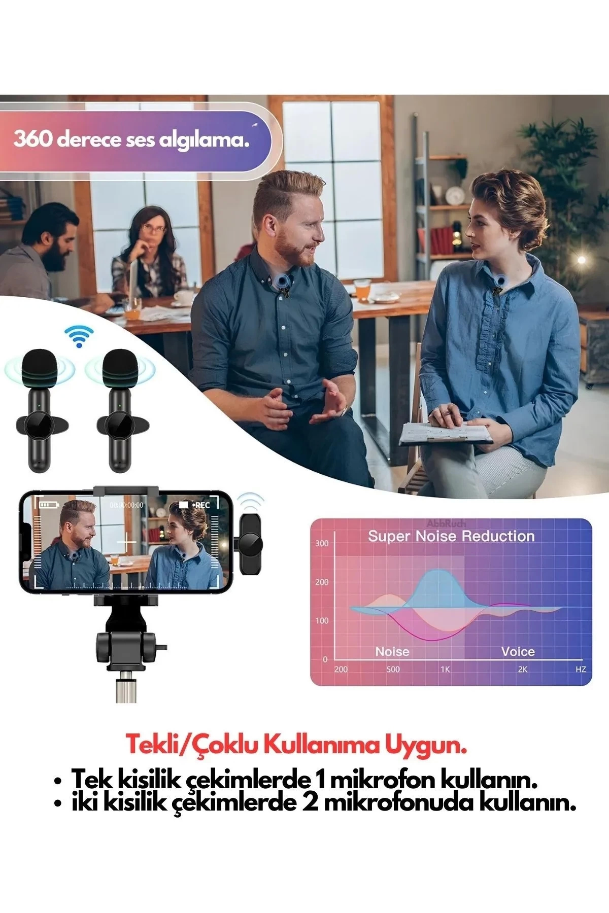 Комплект из двух беспроводных петличных микрофонов Type-C, совместимых с телефоном, для прямых трансляций влогов, TikTok и YouTube