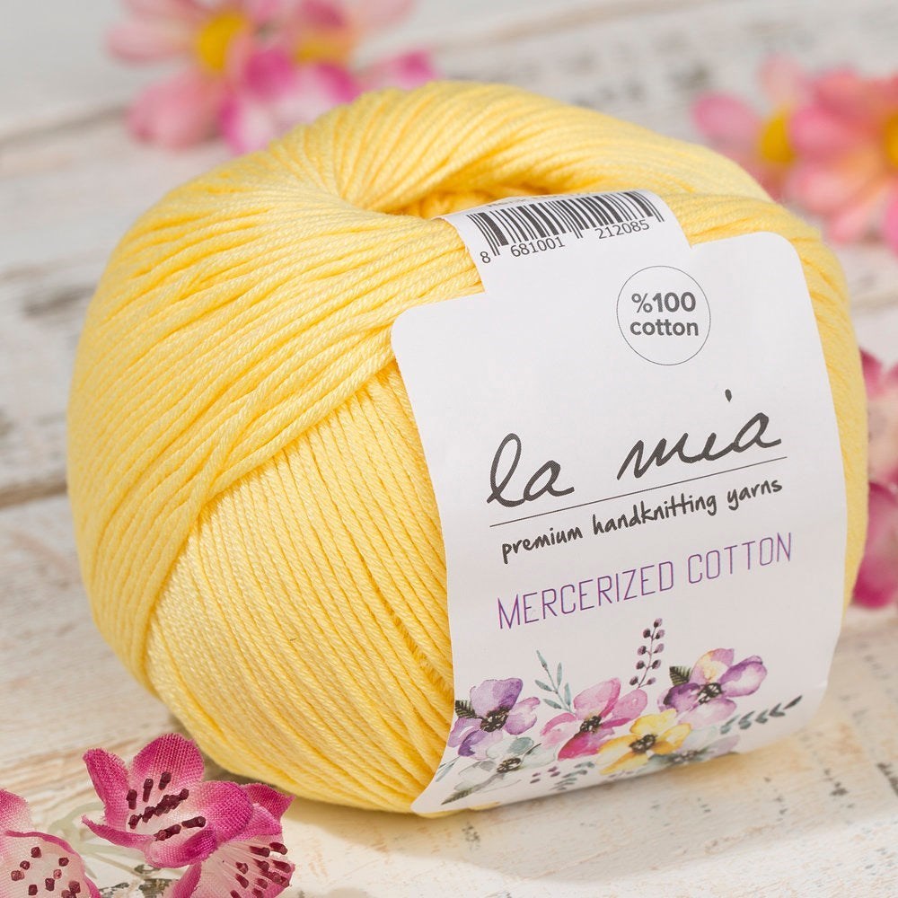 La Mia Mercerized Cotton Sarı El Örgü İpi - 177 - 33584