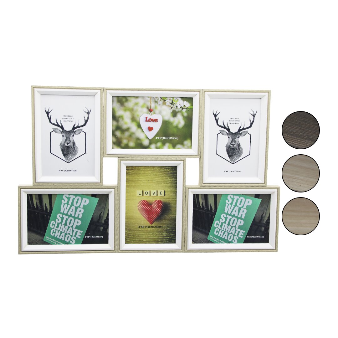 6li - Bi̇rleşi̇k  çi̇ft Renk Mi̇x çerçeve Ai̇le Fotoluk Ahşap çerçeve 10x15cm=4&amp;quot;x6&amp;quot; 29x46cm