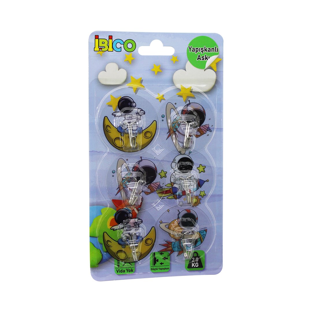 6pcs   Astronot Resi̇mli̇   Metal Uçlu   şeffaf Pvc Yapişkanli  Aski  2kg.taşima