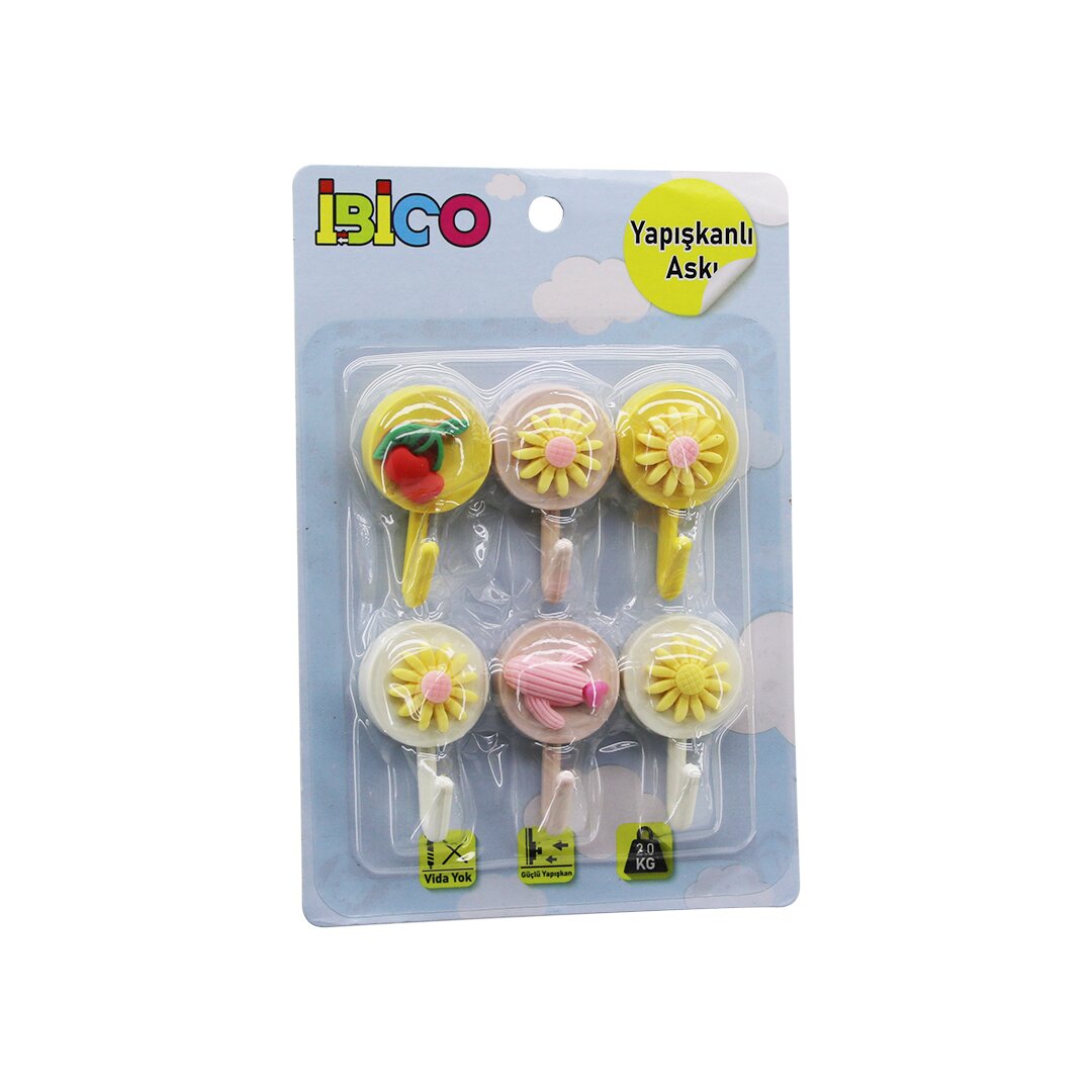 6pcs   çi̇çek - Meyve Fi̇gürlü  Plasti̇k Aski  Yapişkanli Montaj   2kg Taşima