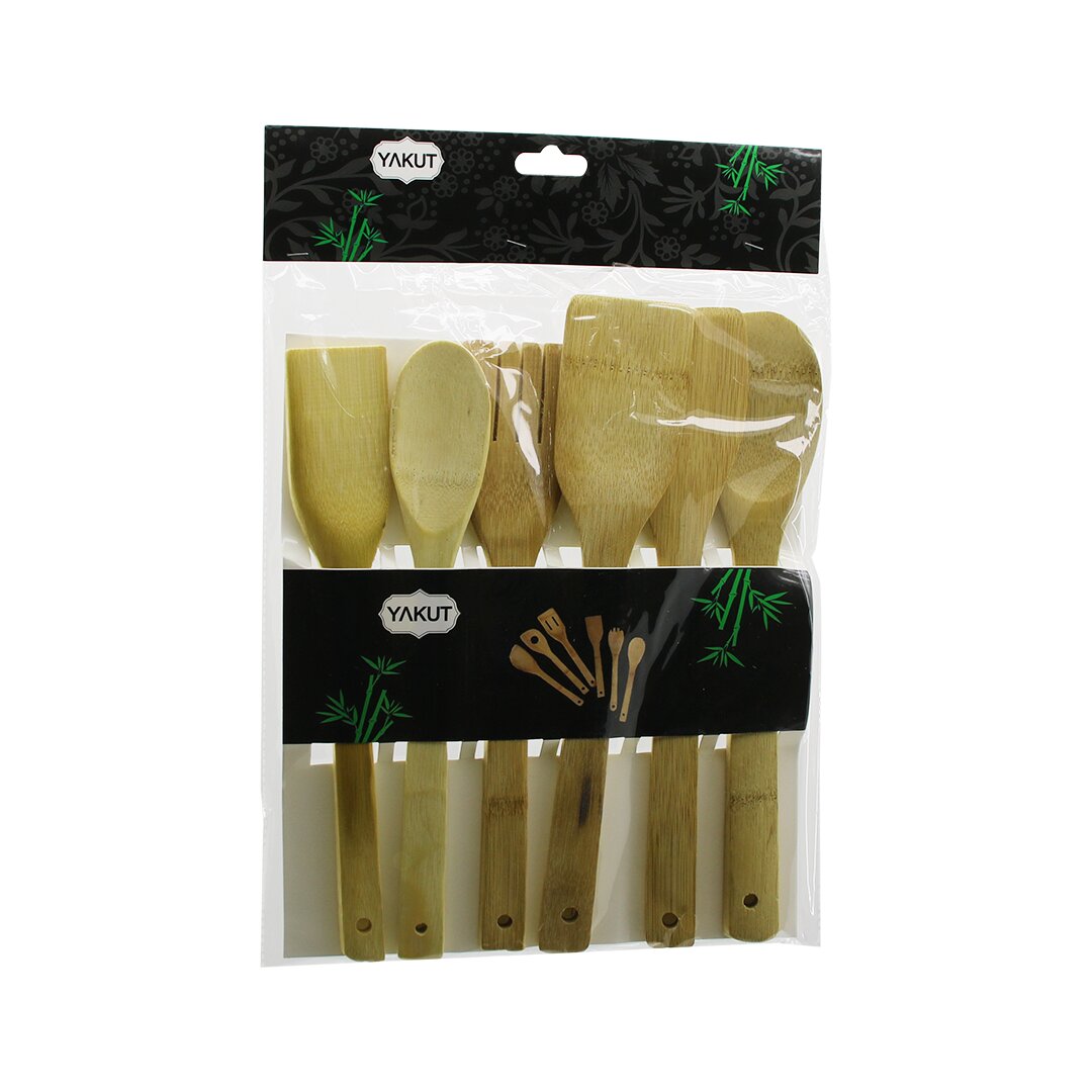 6Pcs Komple Bambu Mutfak Set