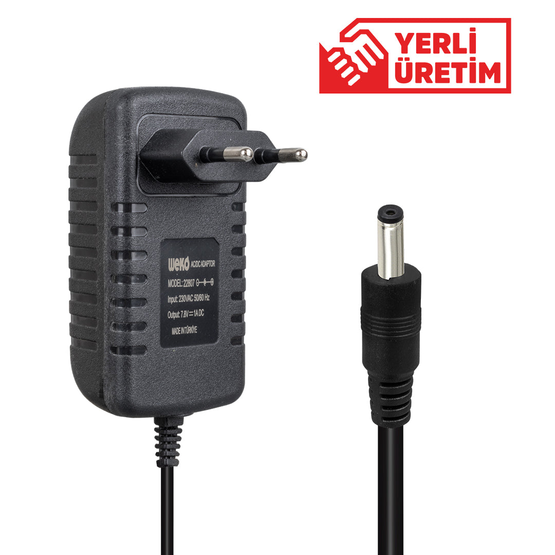 7.8 Volt - 1 Amper 4.0*1.7 Uçlu Kırmızı Yeşıl Ledlı Yerlı üretım Prız Tıpı şarj Adaptörü