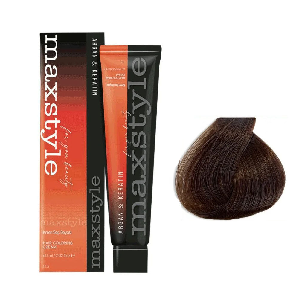 Maxstyle Argan Keratin Saç Boyası 7.85 Fındık Kabuğu x 2 Adet