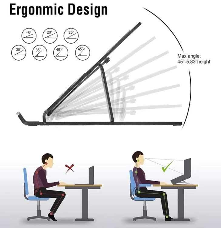 Pratik 7 Kademeli Ayarlı Katlanabilir Laptop Tablet Standı Siyah