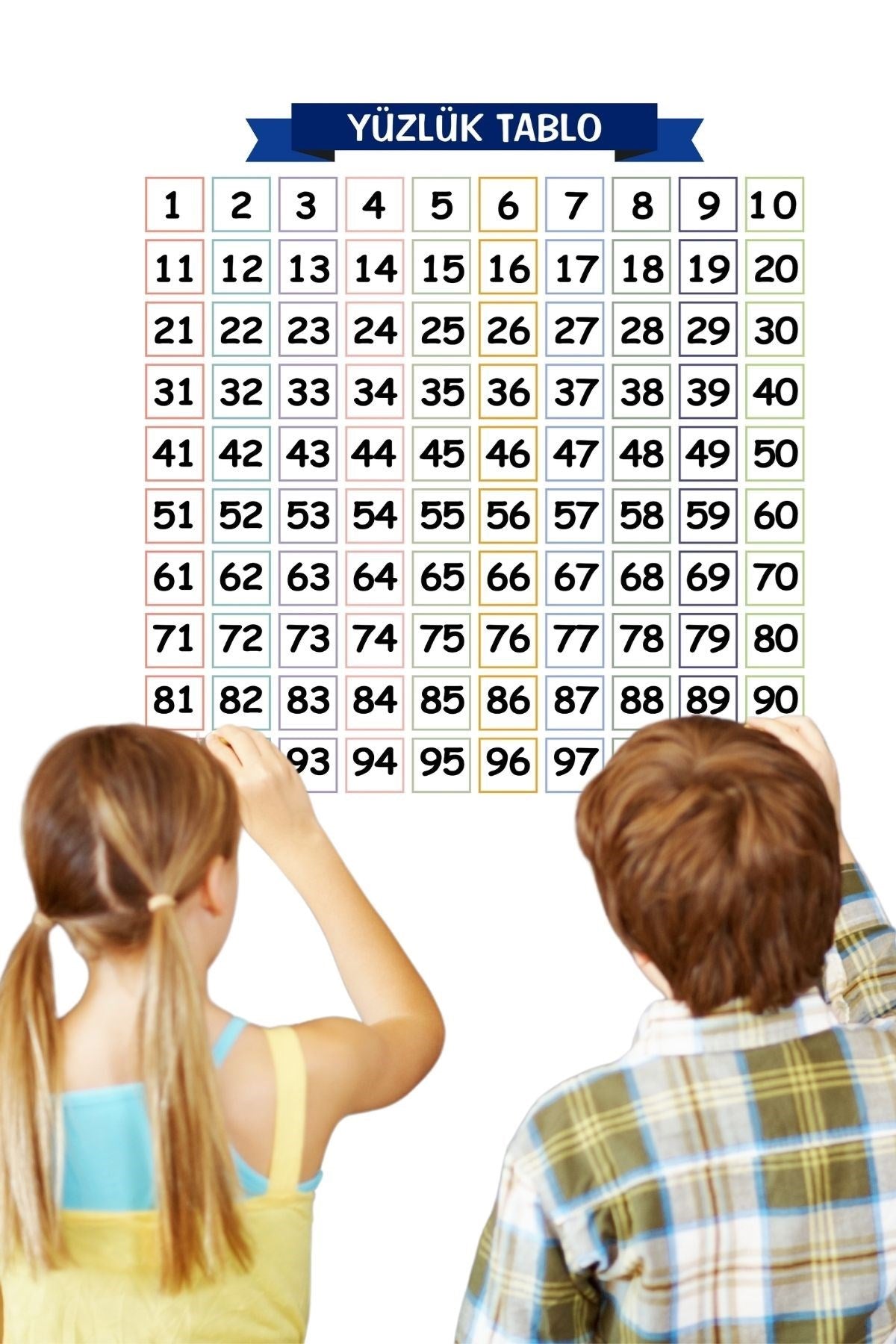 Matematik Öğreten Yüzlük Tablo Duvarda İz Bırakmaz Akıllı Kağıt Yapışkansız Statik  60x60 cm