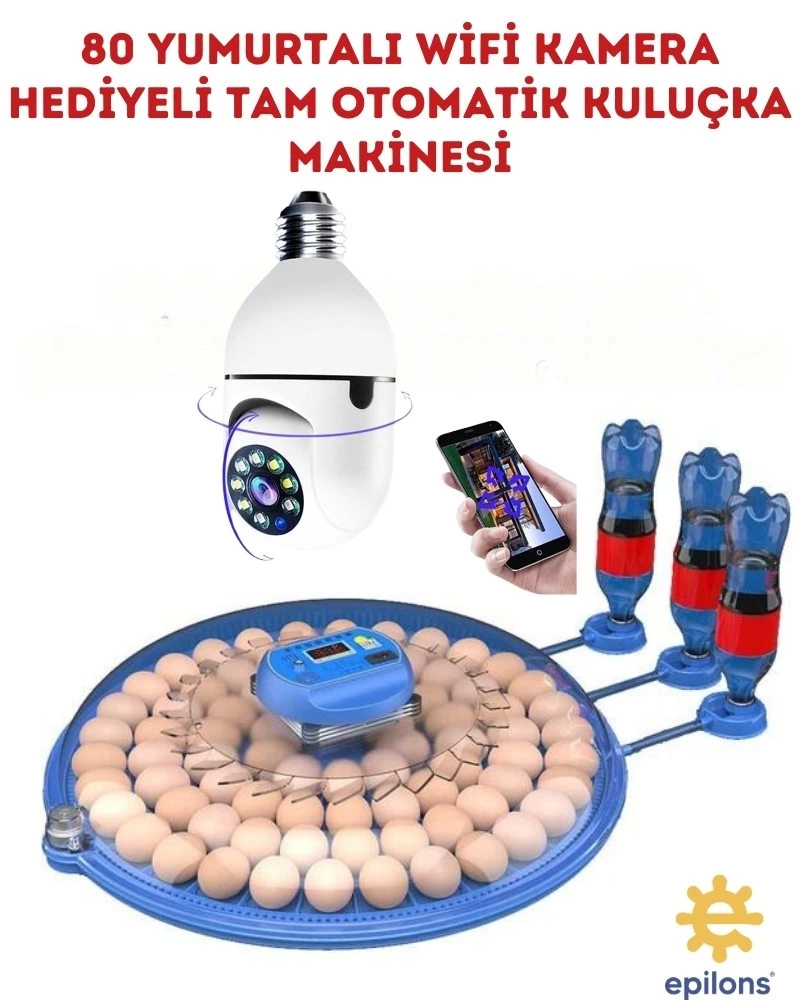 80 Yumurta Kapasiteli Tam Otomatik Çiftlik Kuluçka Makinesi Wifi Ampul Kamera Hediyeli Mz-80