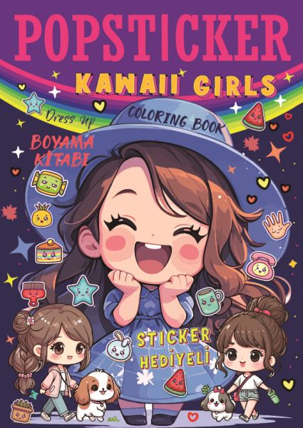 Kawaii Girls Boyama Kitabı Popsticker  (4022)