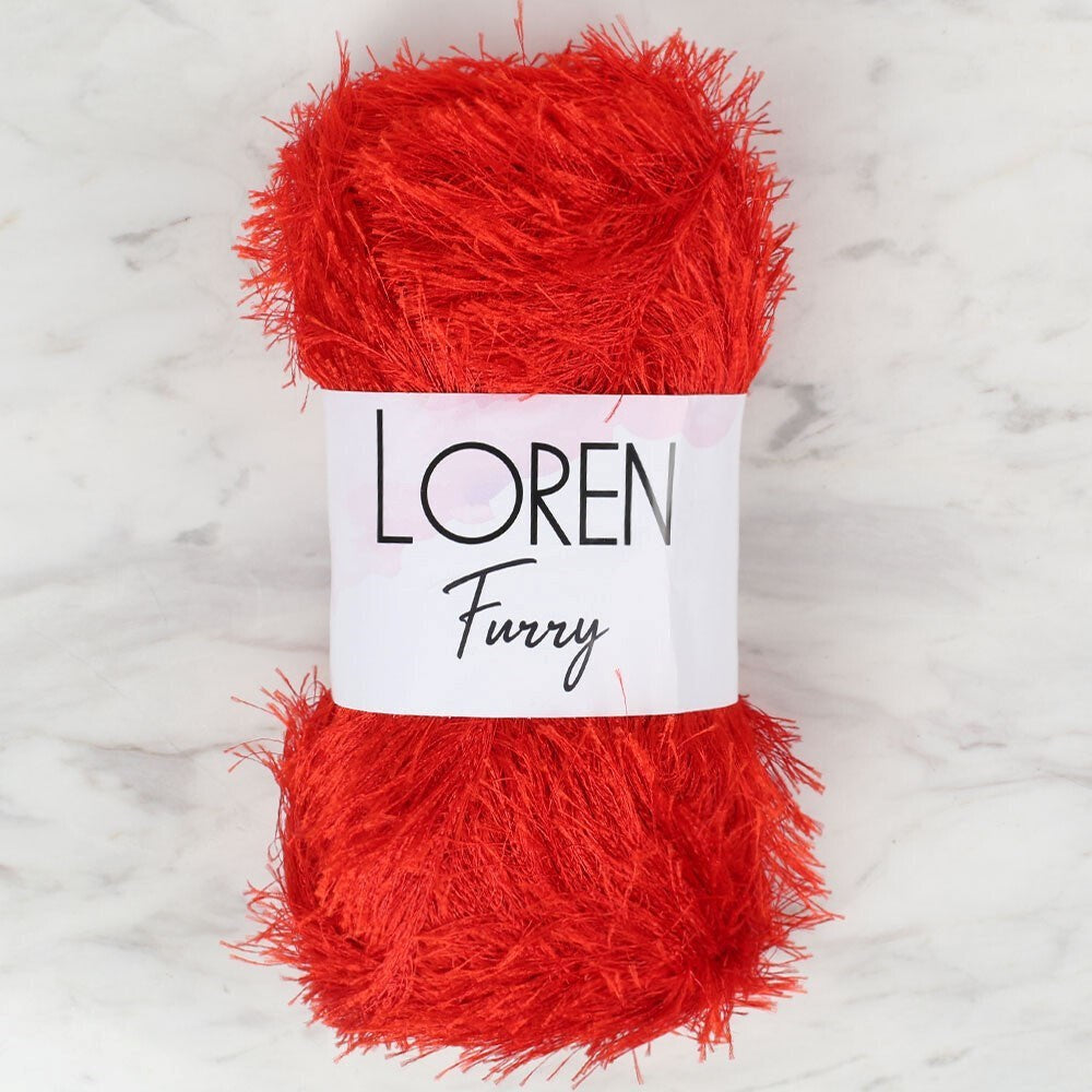 Loren Furry Kırmızı El Örgü İpi - RF025 - 34053