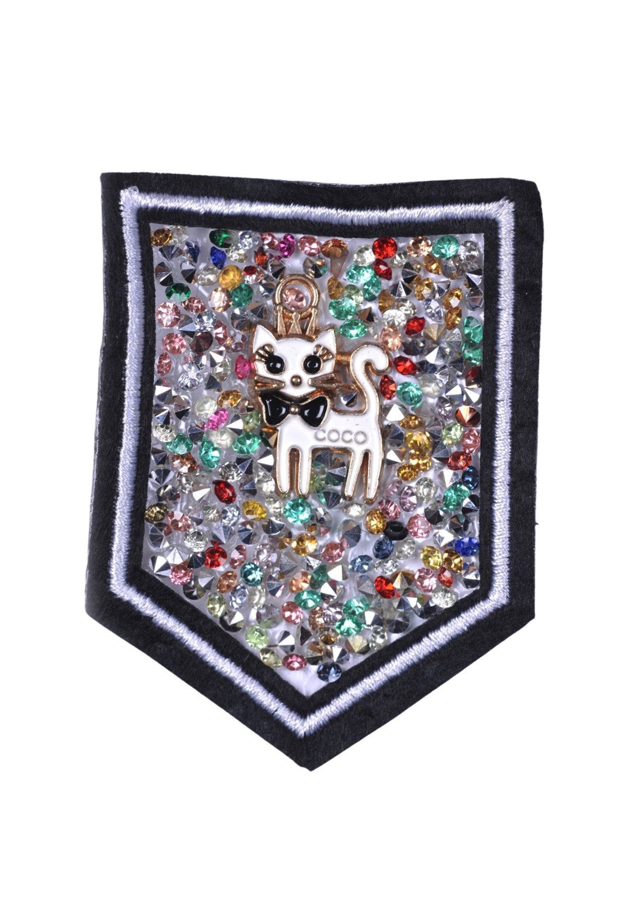 Aplike Ütü İle Yapışan Taşlı Kedi Arma 5 cm