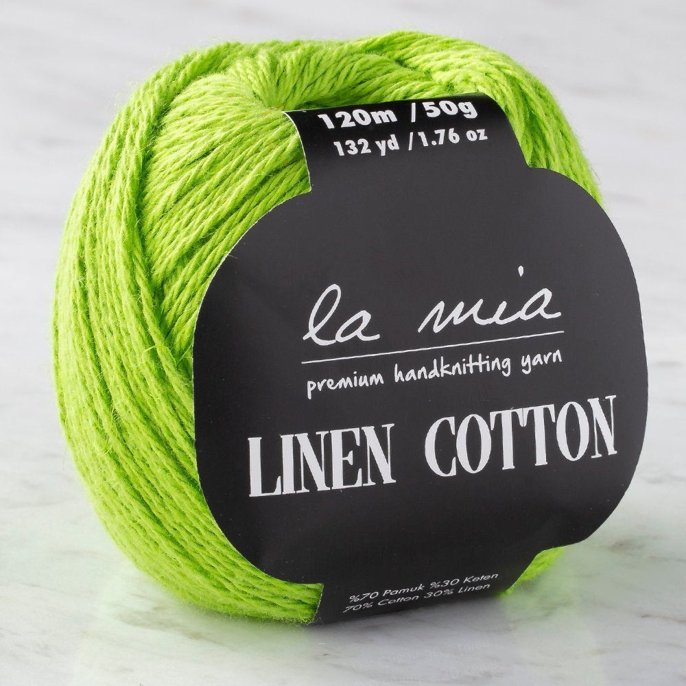 La Mia Linen Cotton Açık Yeşil El Örgü İpi - L186 - 33866