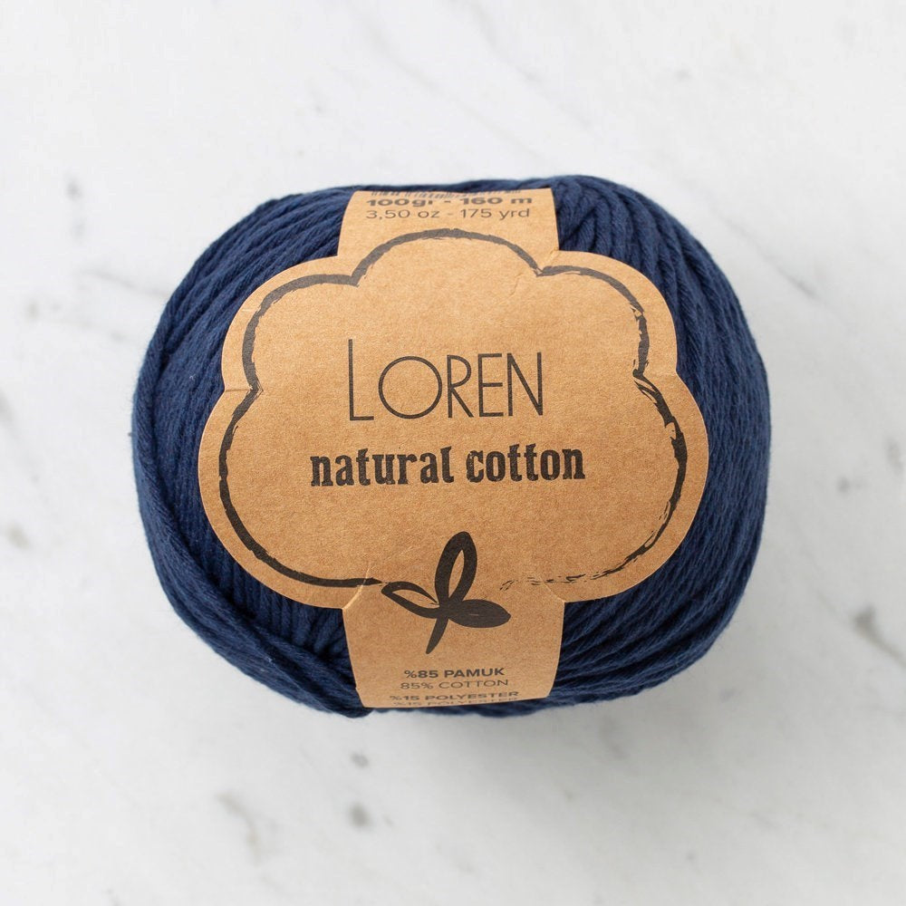 Loren Natural Cotton Lacivert El Örgü İpi - R005 - 33900