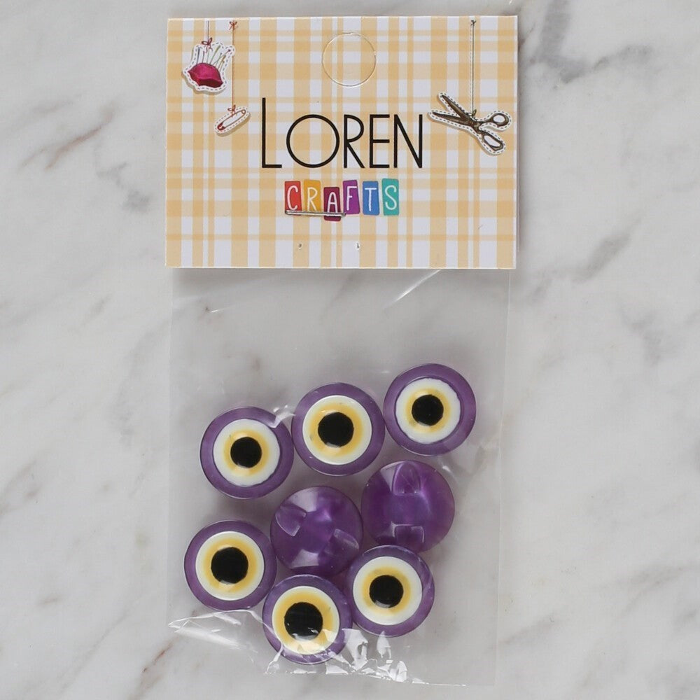 Loren Crafts mor 8 li nazar boncuğu düğme - 169