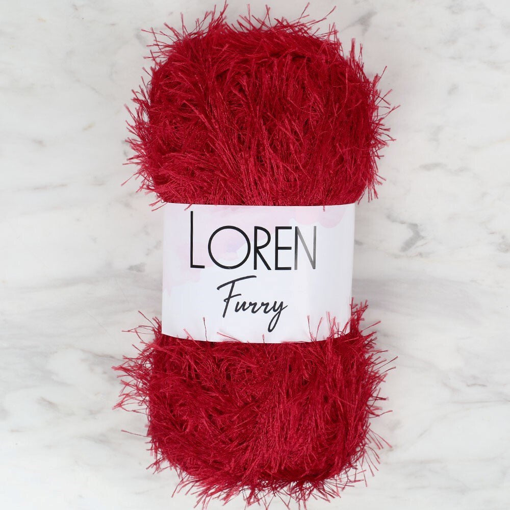 Loren Furry Koyu Kırmızı El Örgü İpi - RF024 - 34052